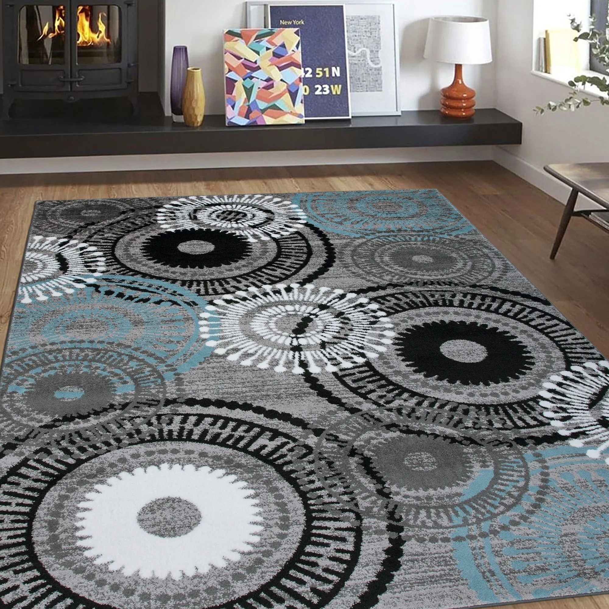 World Rug Gallery Contemporary Circles Area Rug