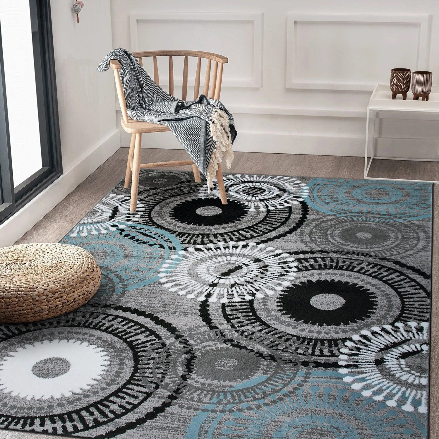 World Rug Gallery Contemporary Circles Area Rug