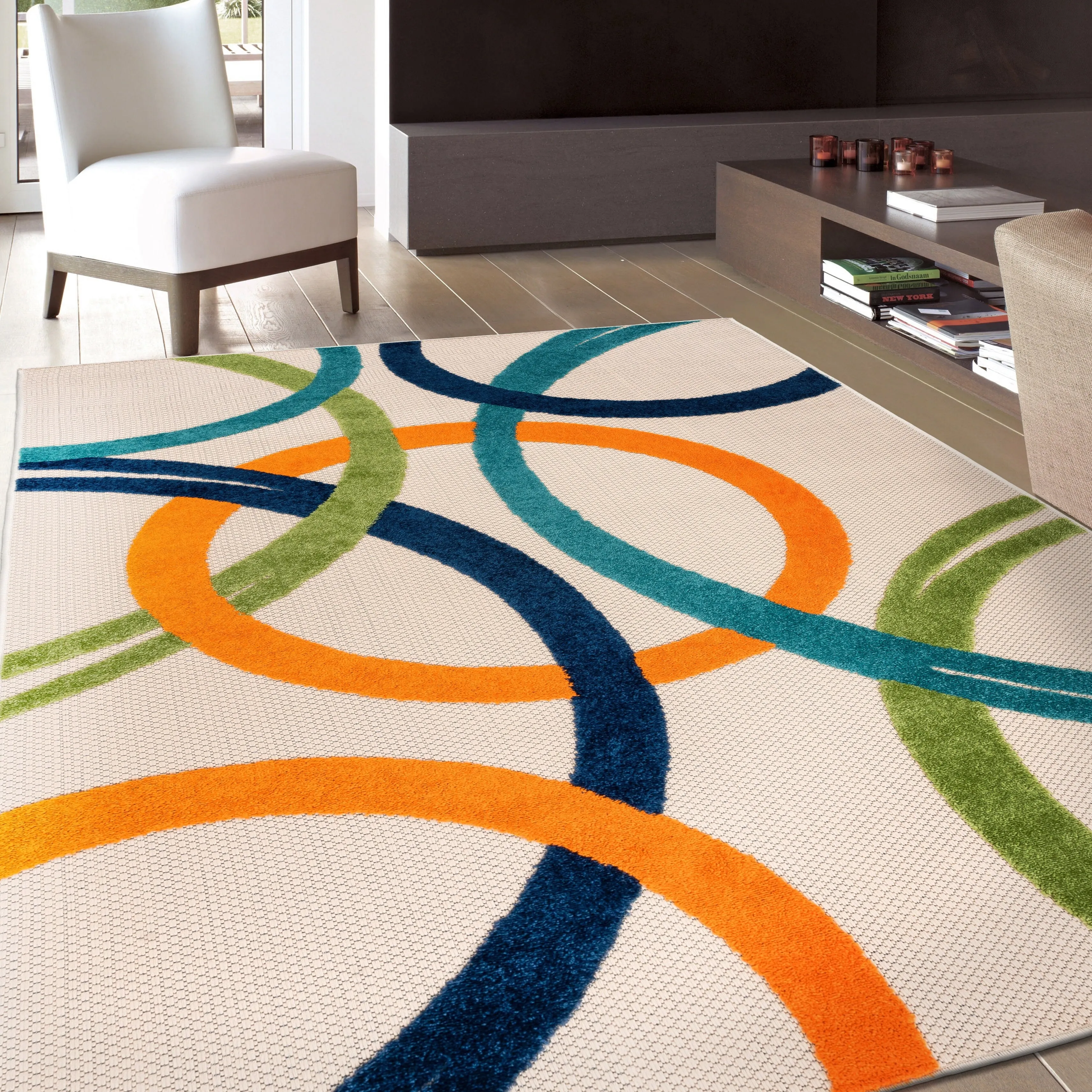 World Rug Gallery Contemporary Circular Indoor/Outdoor Area Rug