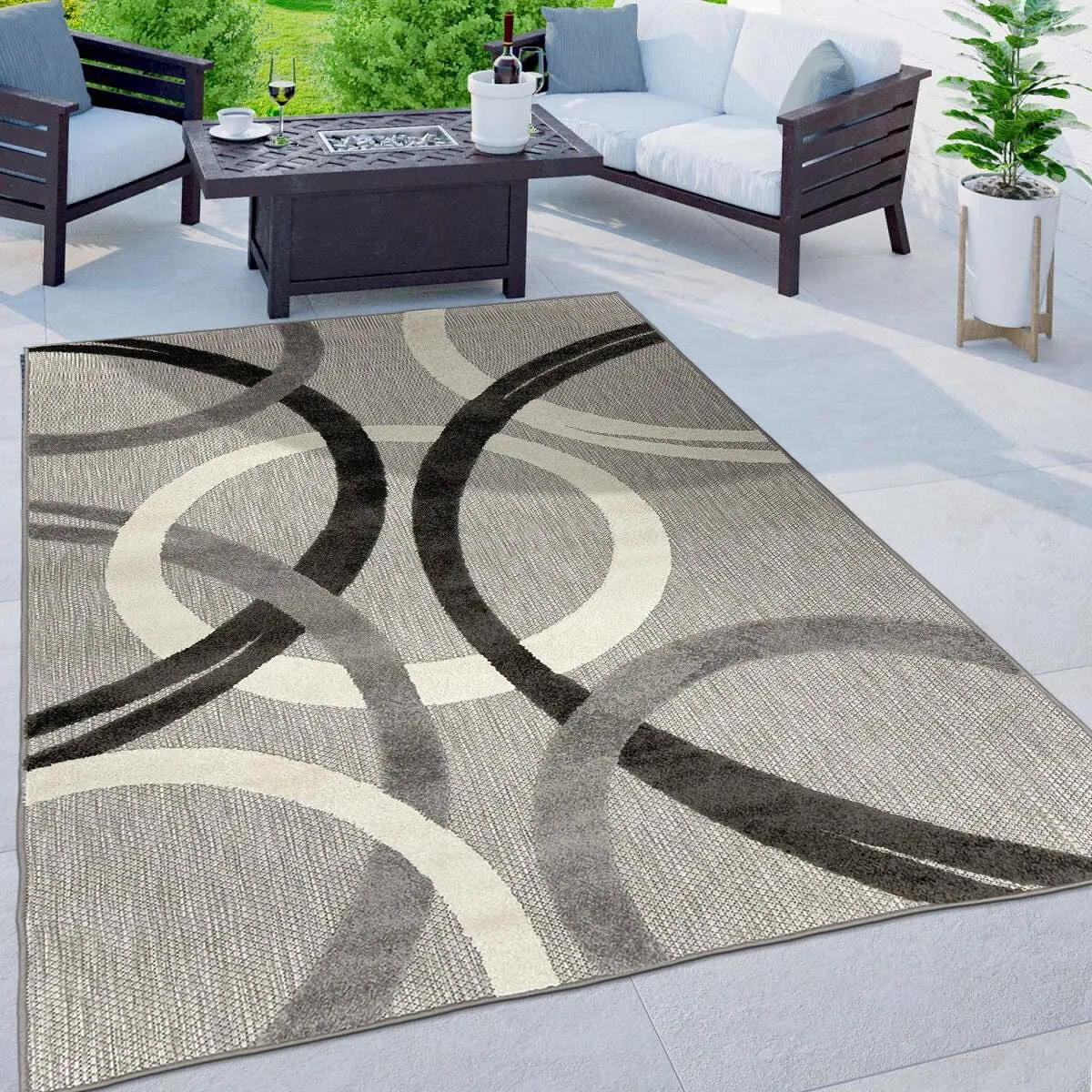 World Rug Gallery Contemporary Circular Indoor/Outdoor Area Rug
