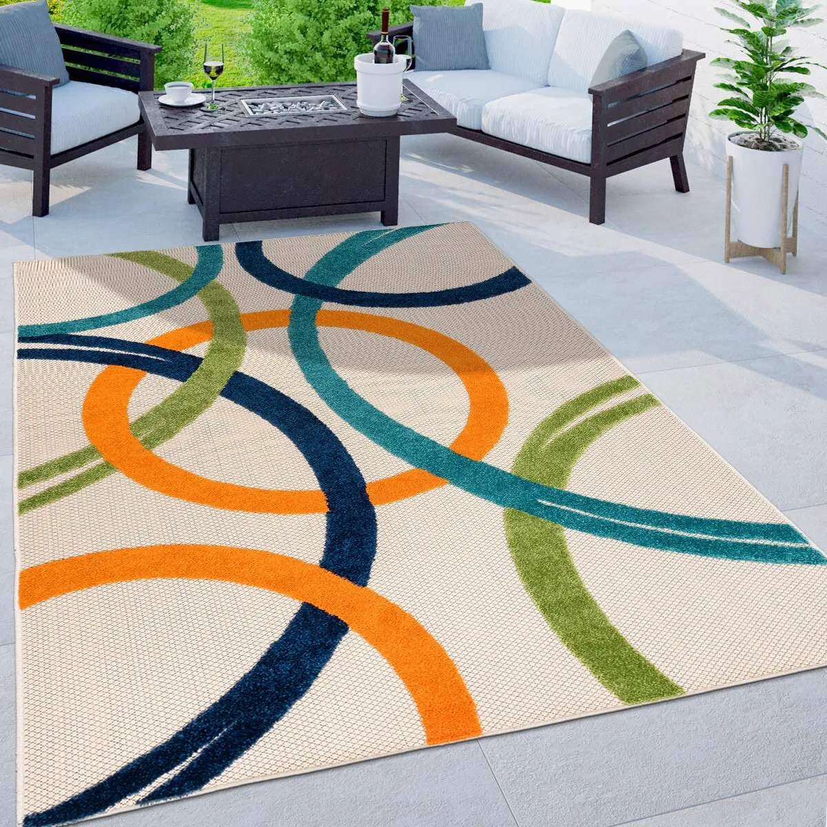 World Rug Gallery Contemporary Circular Indoor/Outdoor Area Rug