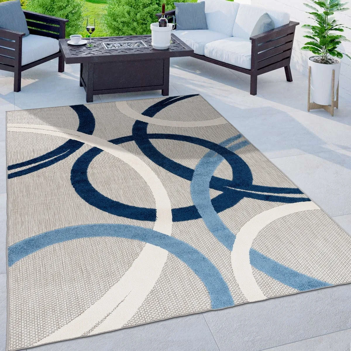 World Rug Gallery Contemporary Circular Indoor/Outdoor Area Rug