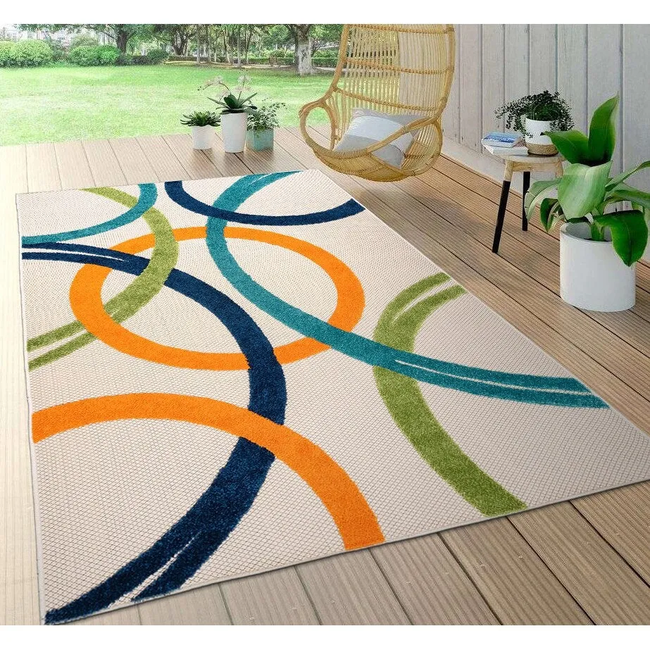 World Rug Gallery Contemporary Circular Indoor/Outdoor Area Rug