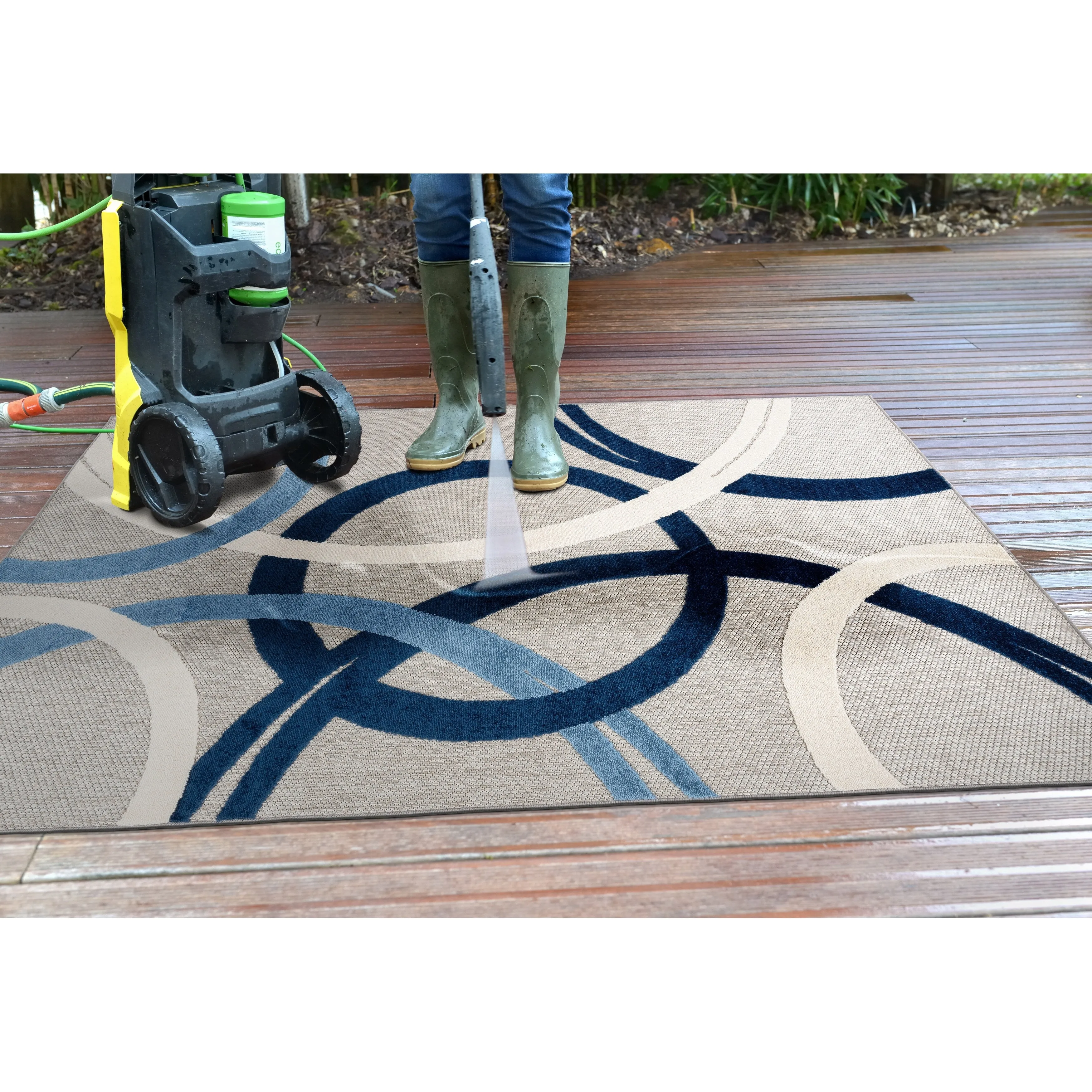 World Rug Gallery Contemporary Circular Indoor/Outdoor Area Rug