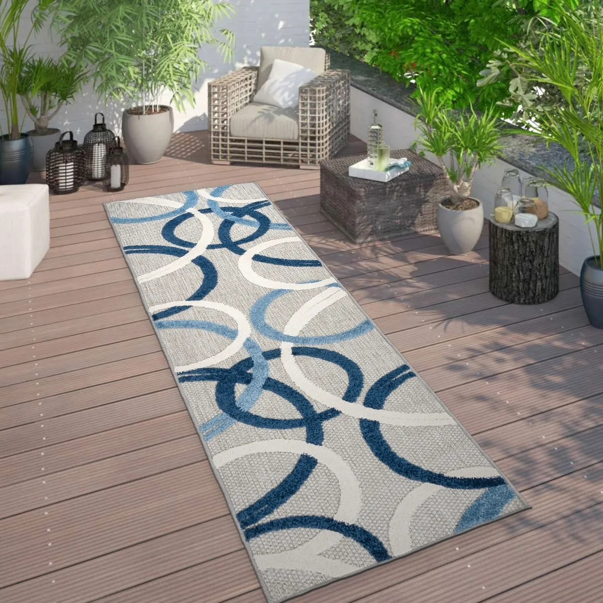 World Rug Gallery Contemporary Circular Indoor/Outdoor Area Rug