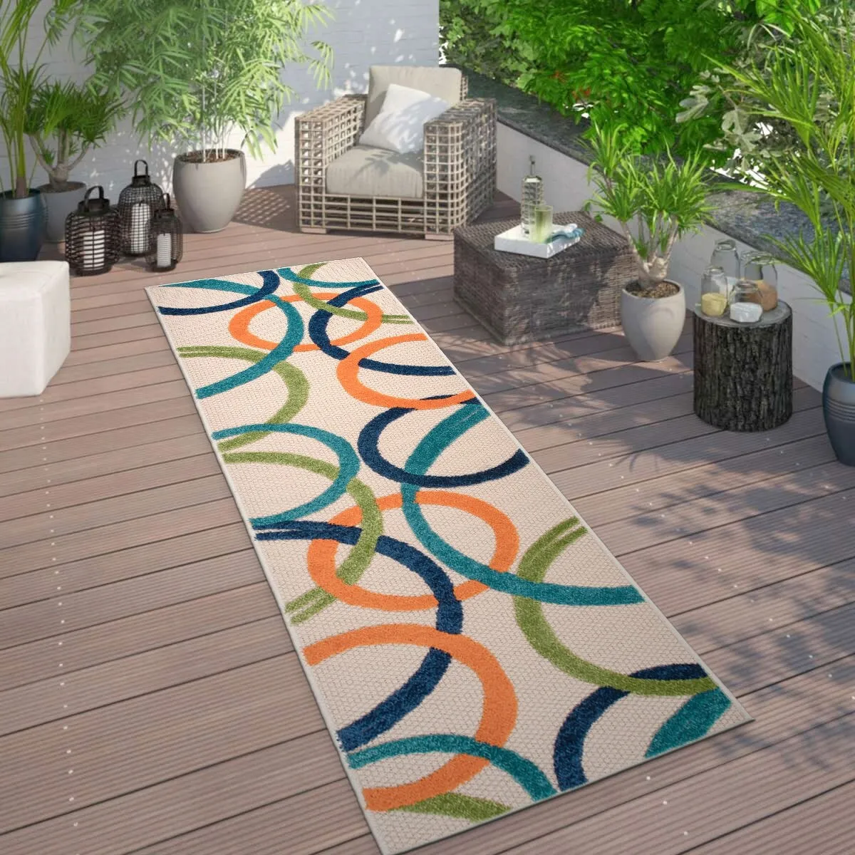 World Rug Gallery Contemporary Circular Indoor/Outdoor Area Rug