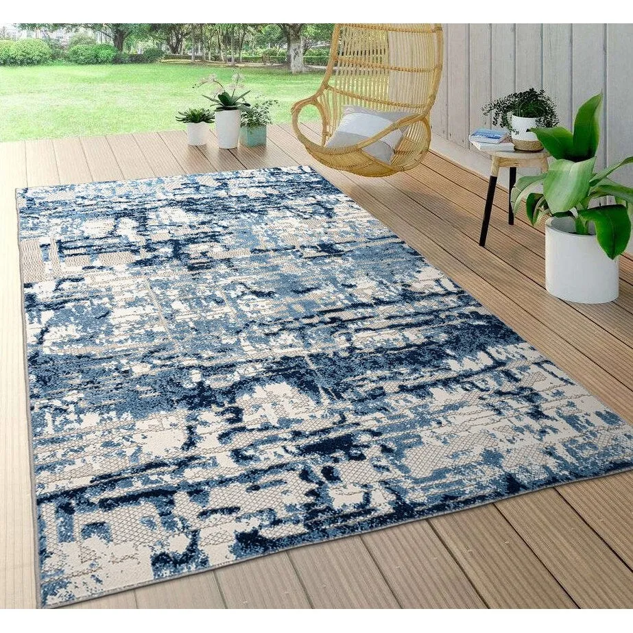 World Rug Gallery Contemporary Distressed Abstract Indoor/Outdoor Area Rug