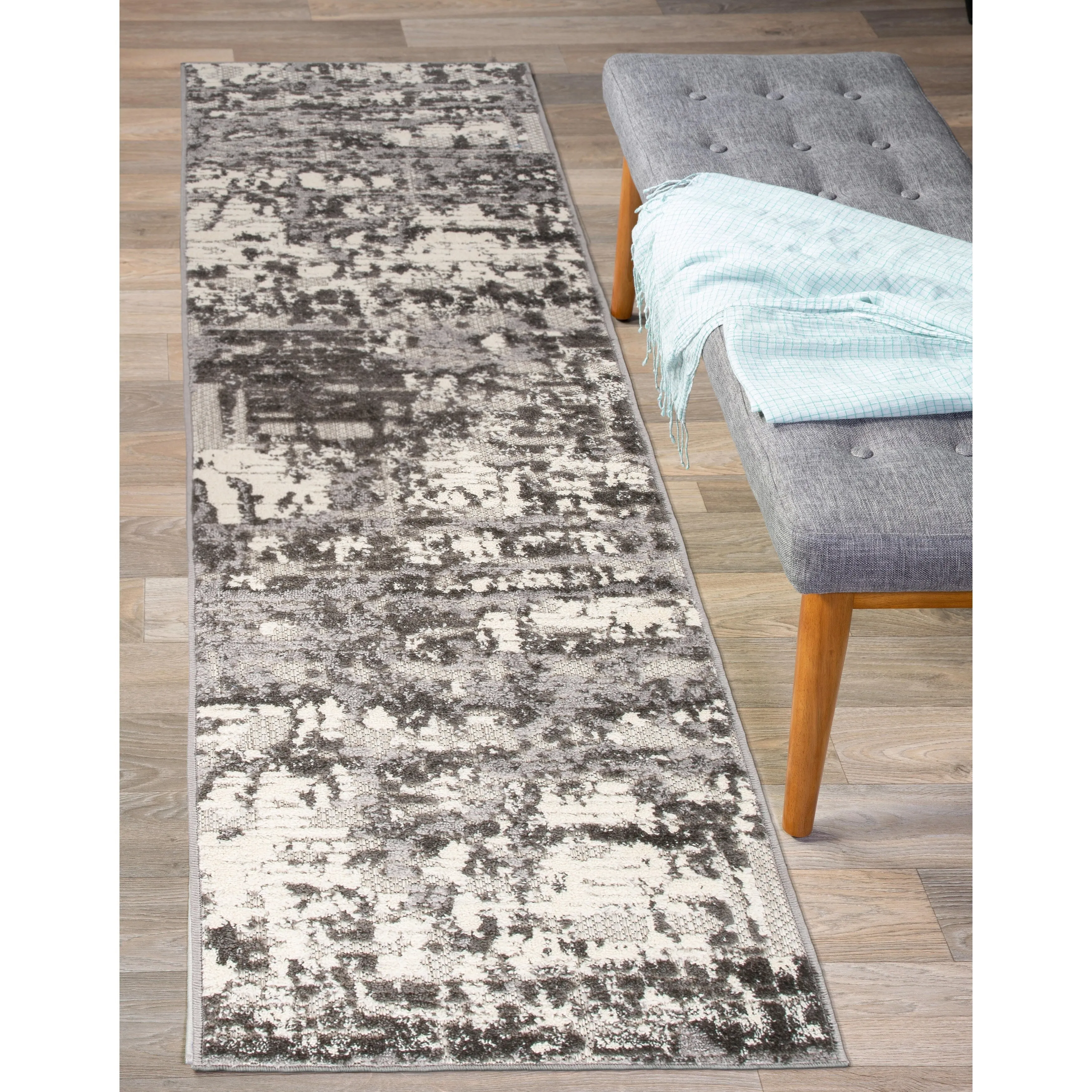 World Rug Gallery Contemporary Distressed Abstract Indoor/Outdoor Area Rug