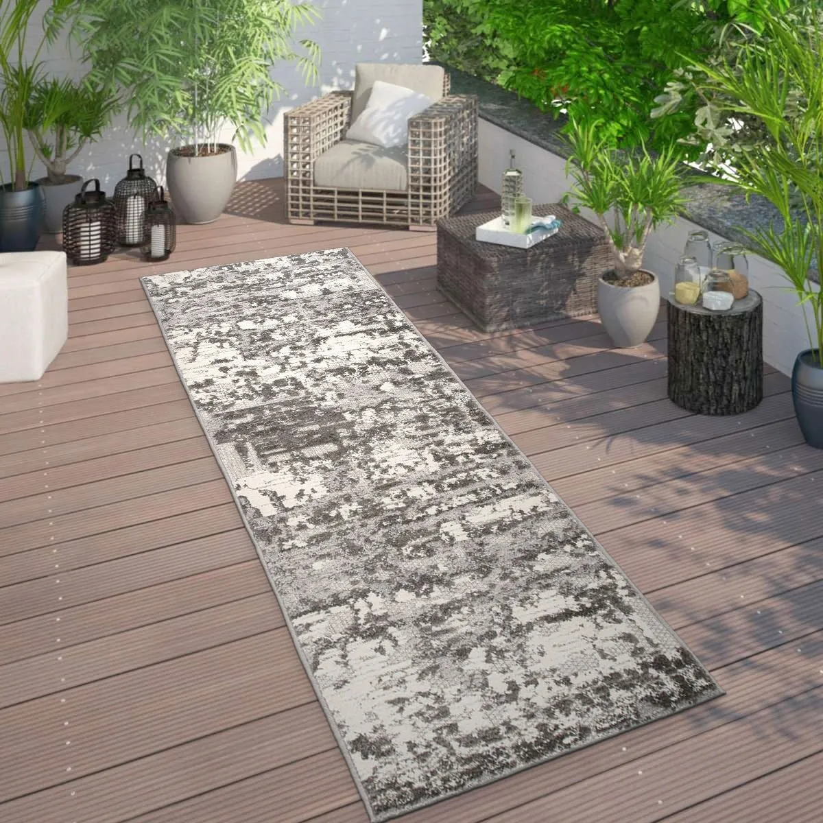World Rug Gallery Contemporary Distressed Abstract Indoor/Outdoor Area Rug