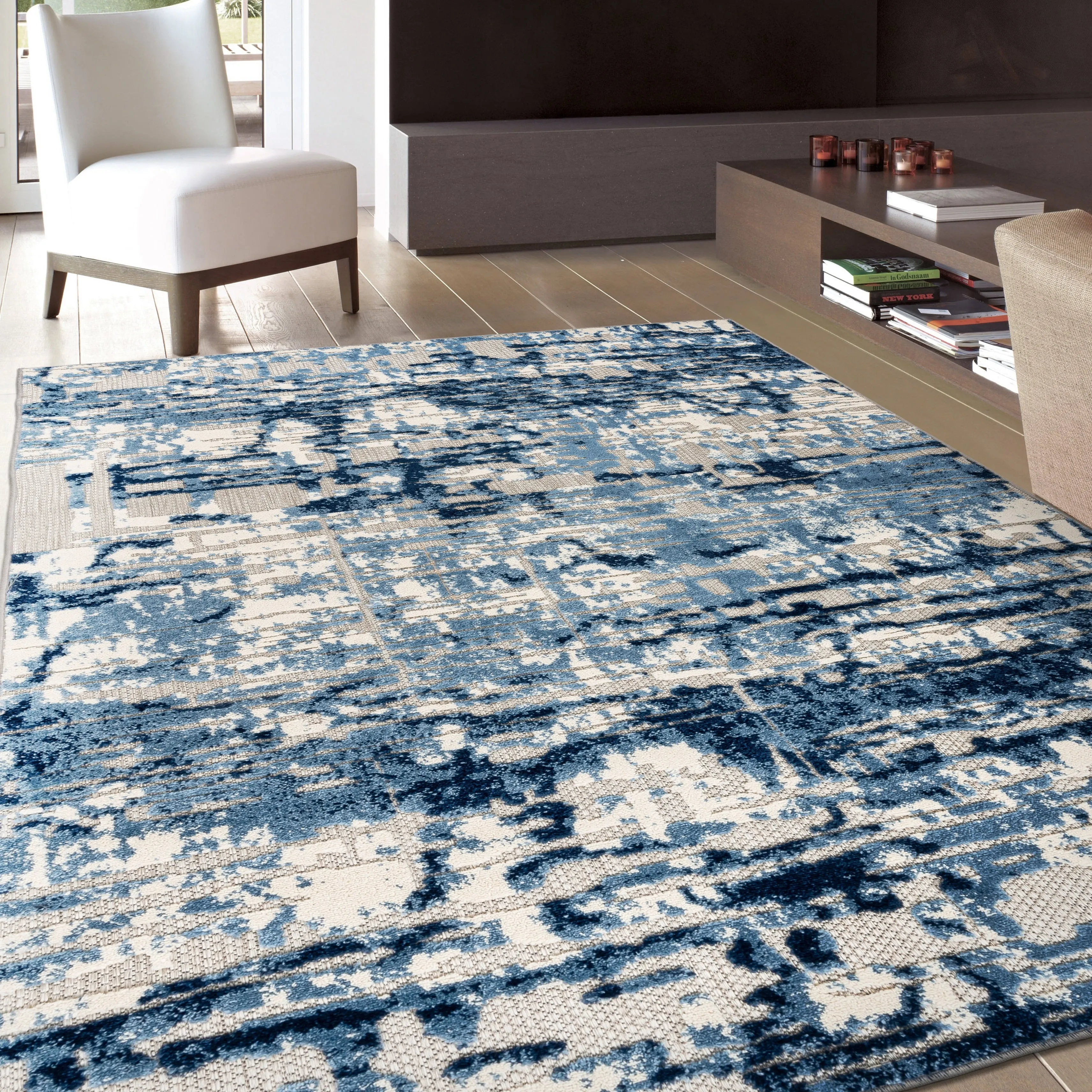 World Rug Gallery Contemporary Distressed Abstract Indoor/Outdoor Area Rug