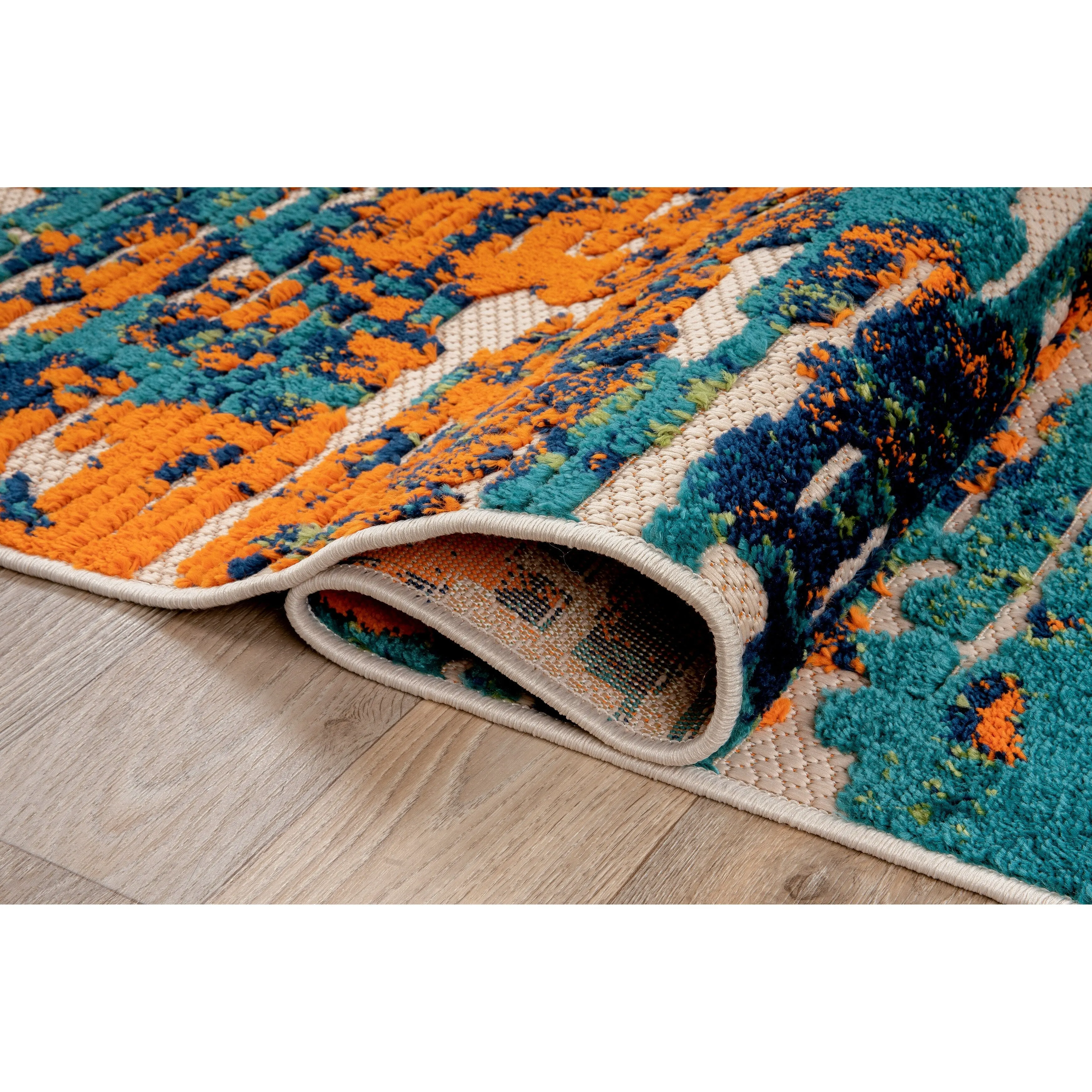 World Rug Gallery Contemporary Distressed Abstract Indoor/Outdoor Area Rug