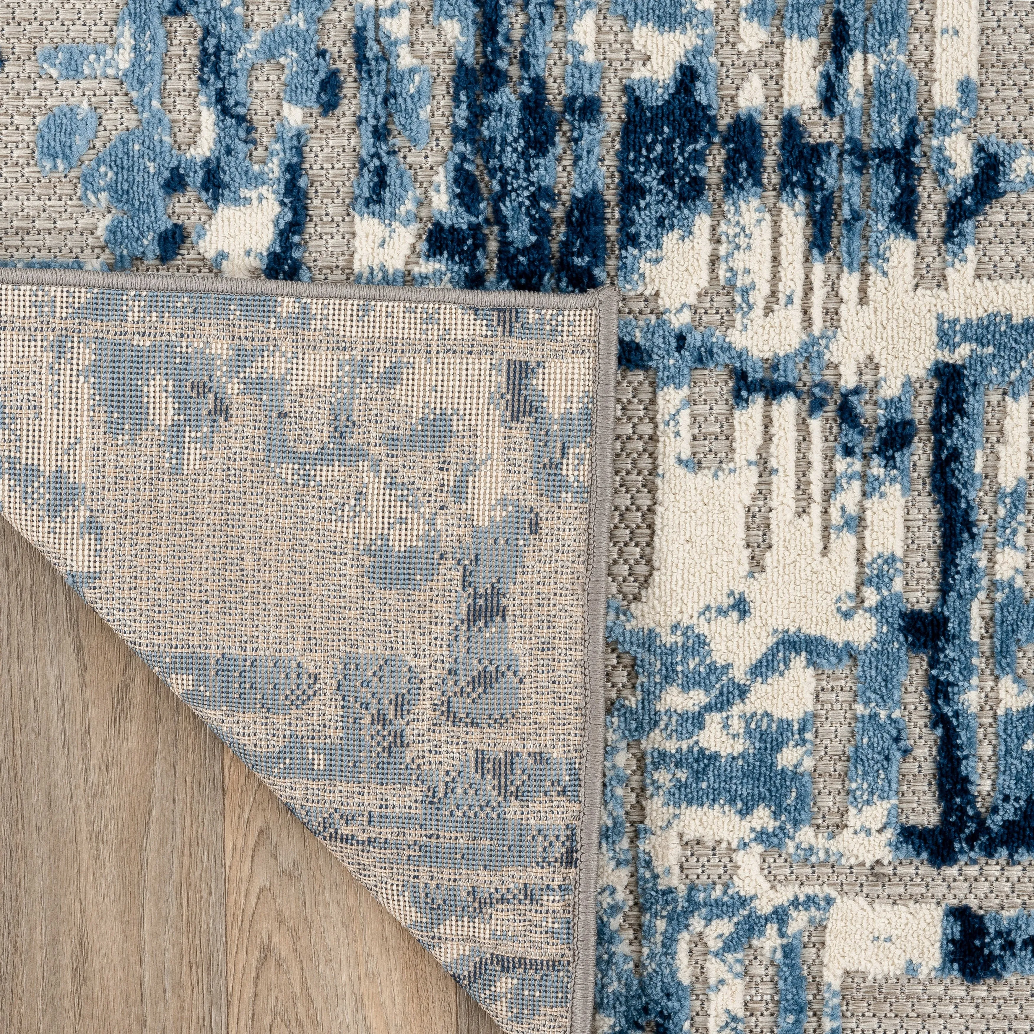 World Rug Gallery Contemporary Distressed Abstract Indoor/Outdoor Area Rug