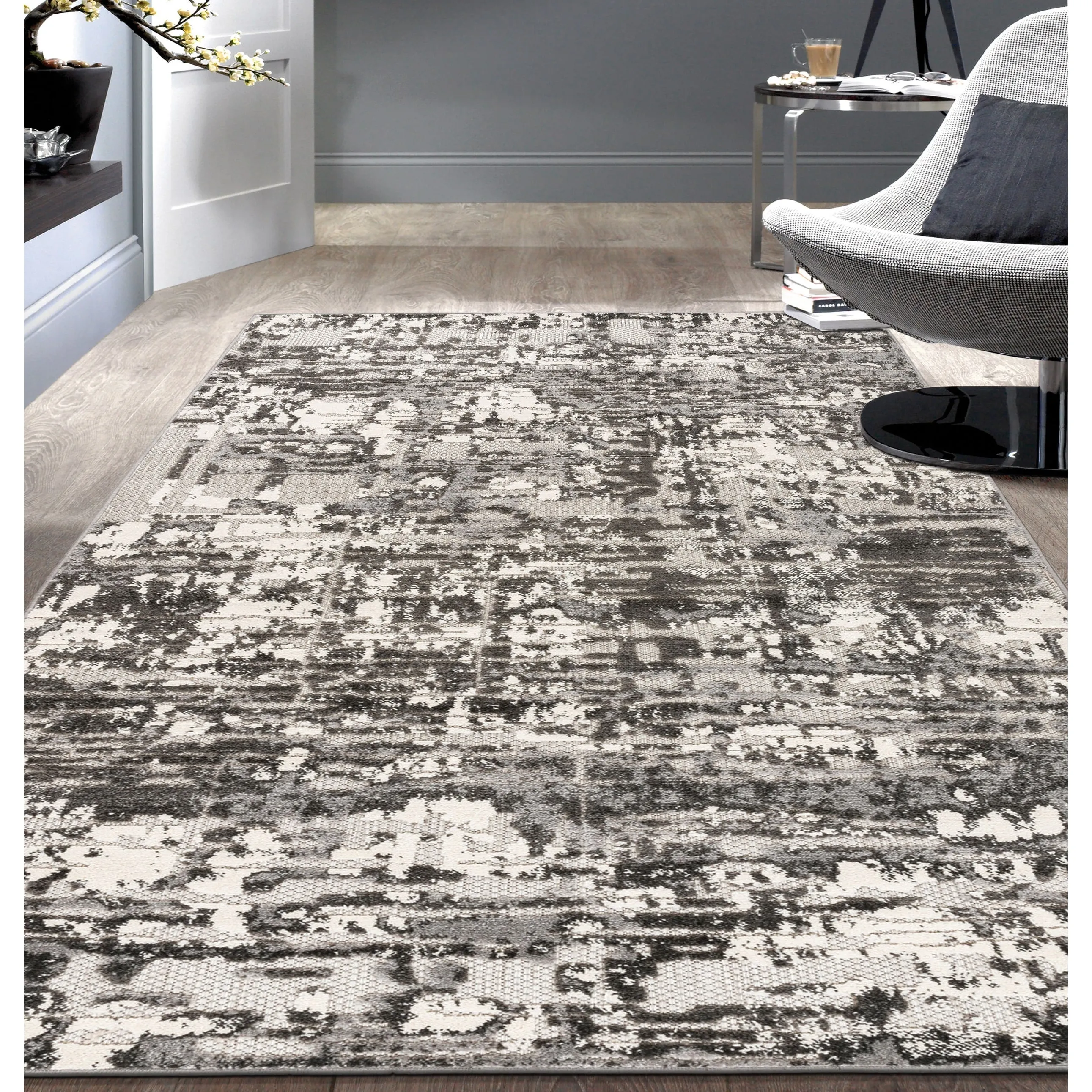 World Rug Gallery Contemporary Distressed Abstract Indoor/Outdoor Area Rug