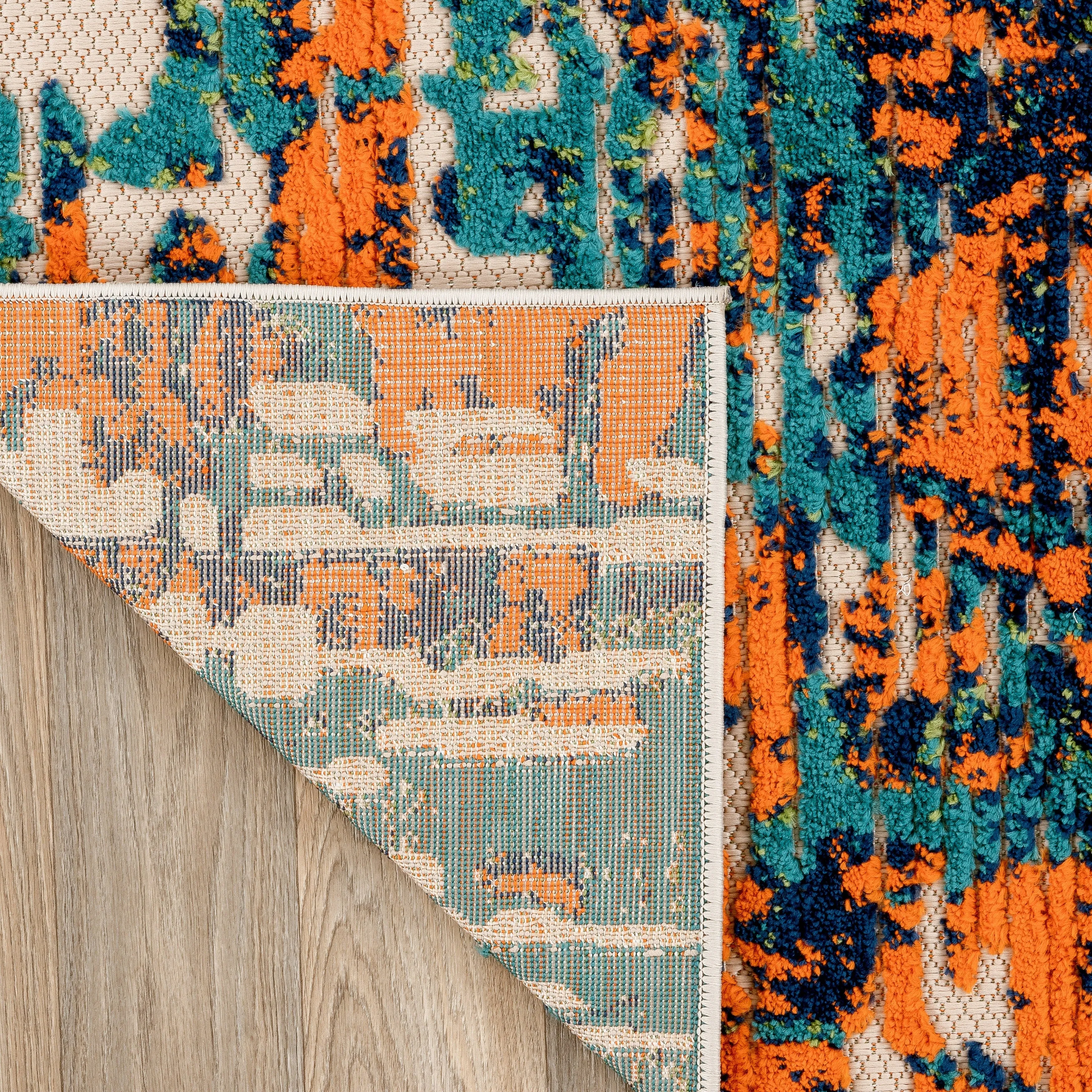 World Rug Gallery Contemporary Distressed Abstract Indoor/Outdoor Area Rug