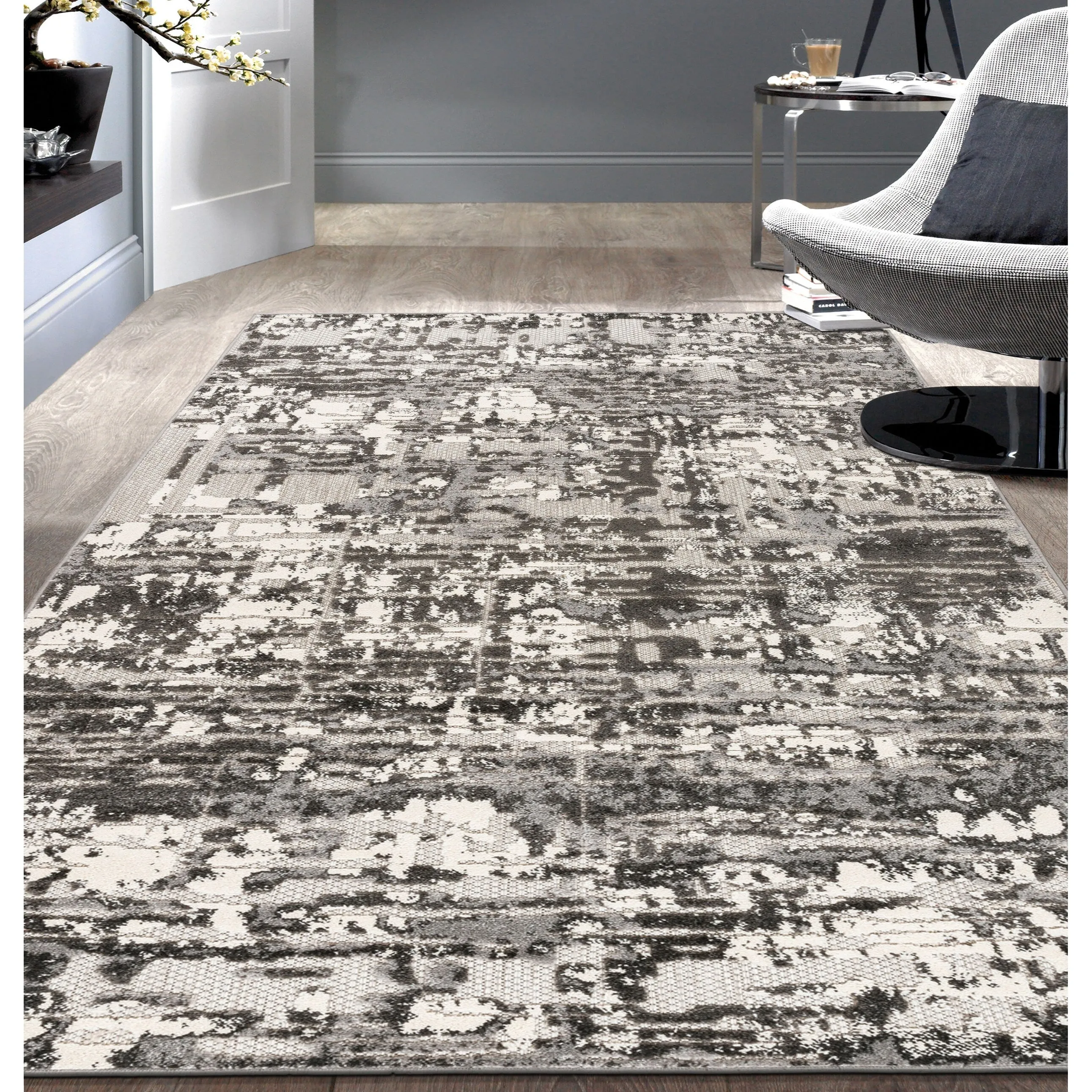 World Rug Gallery Contemporary Distressed Abstract Indoor/Outdoor Area Rug