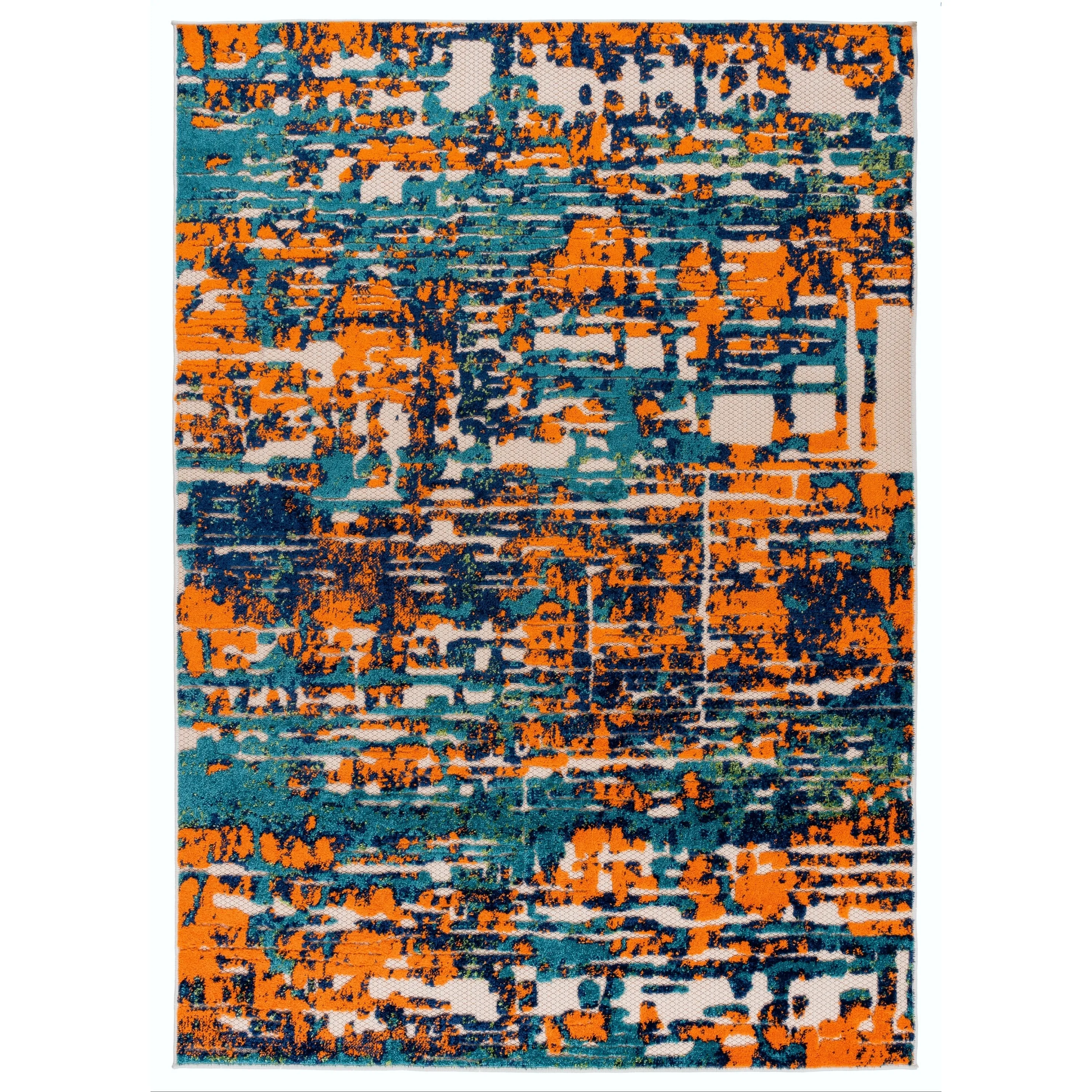 World Rug Gallery Contemporary Distressed Abstract Indoor/Outdoor Area Rug