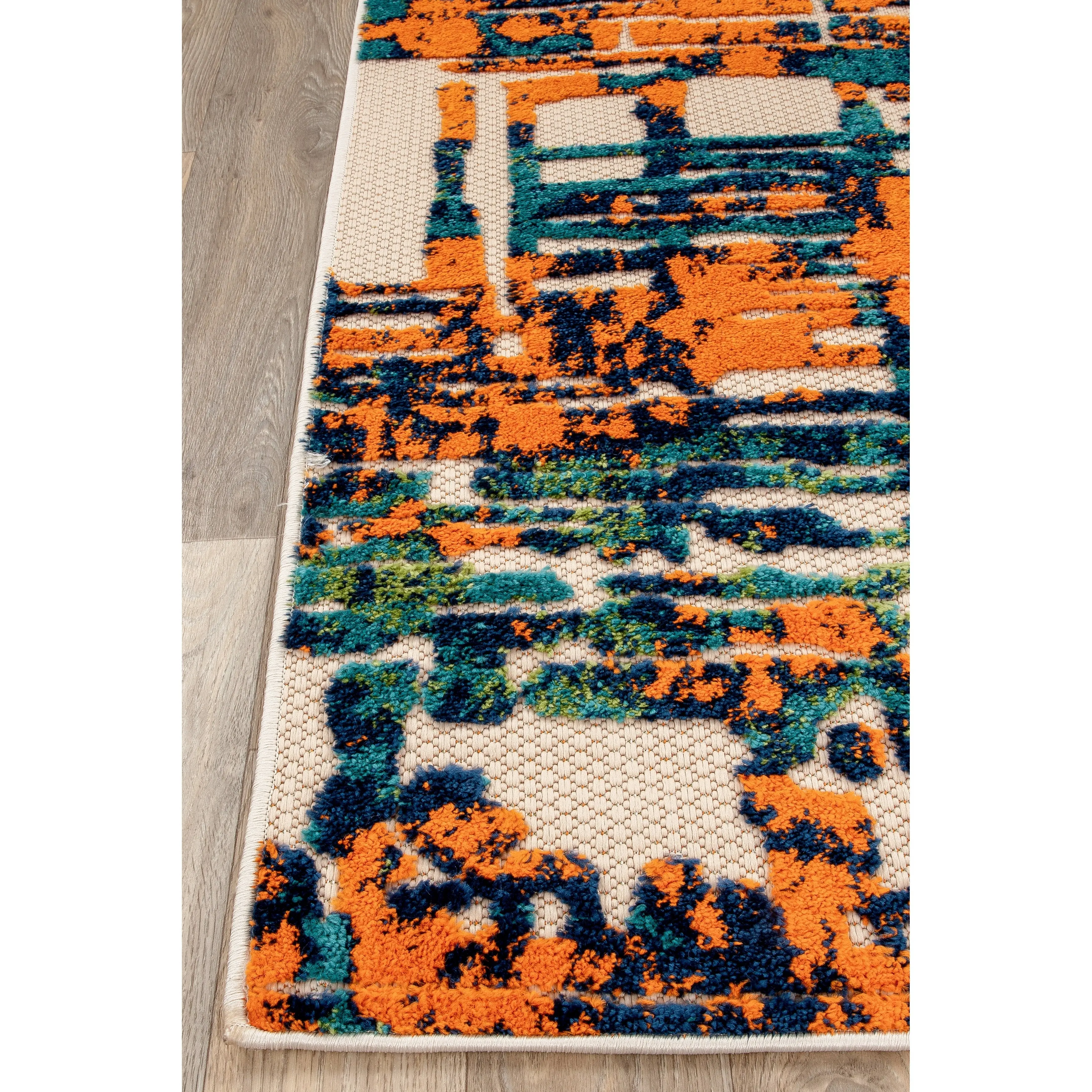 World Rug Gallery Contemporary Distressed Abstract Indoor/Outdoor Area Rug