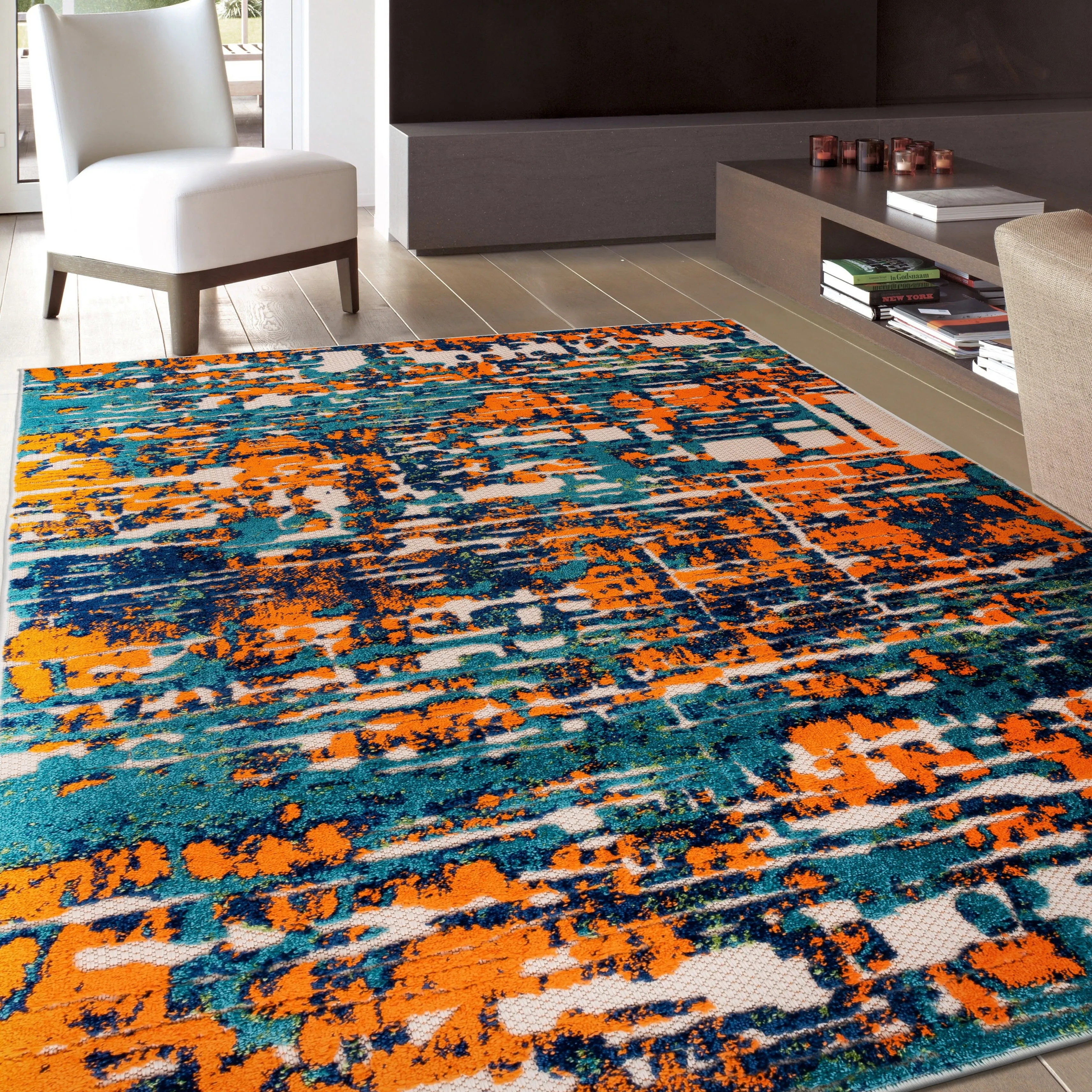 World Rug Gallery Contemporary Distressed Abstract Indoor/Outdoor Area Rug