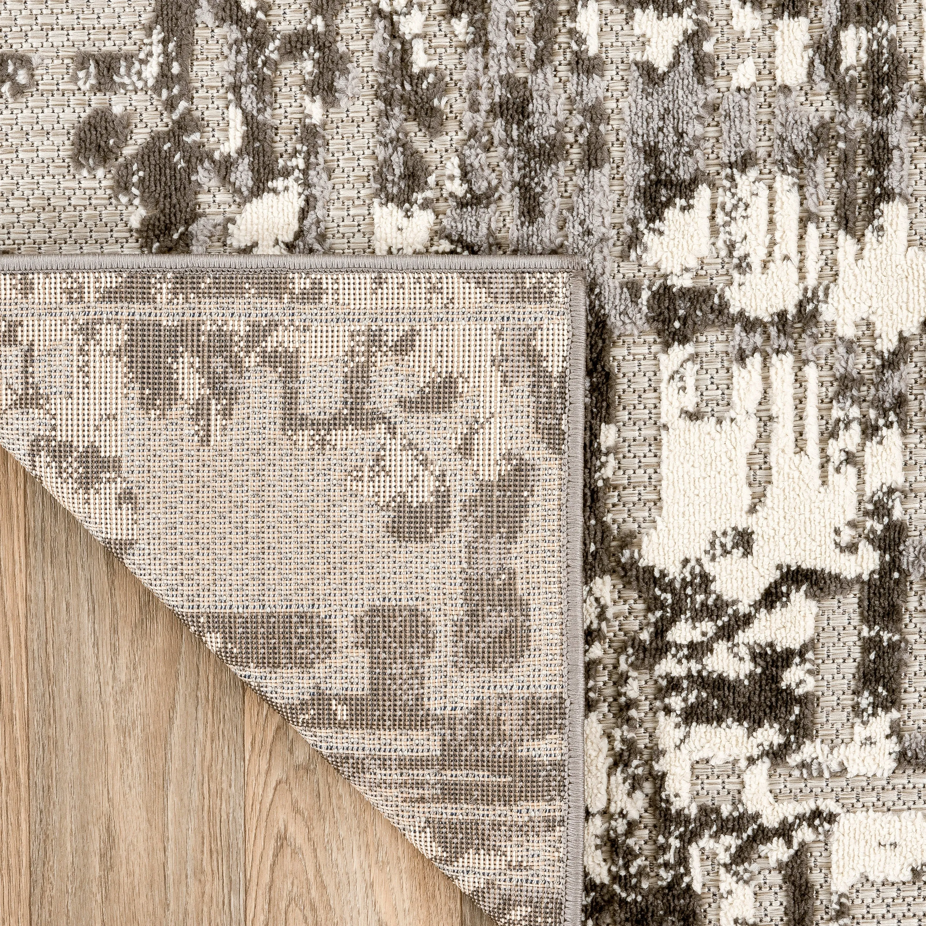 World Rug Gallery Contemporary Distressed Abstract Indoor/Outdoor Area Rug