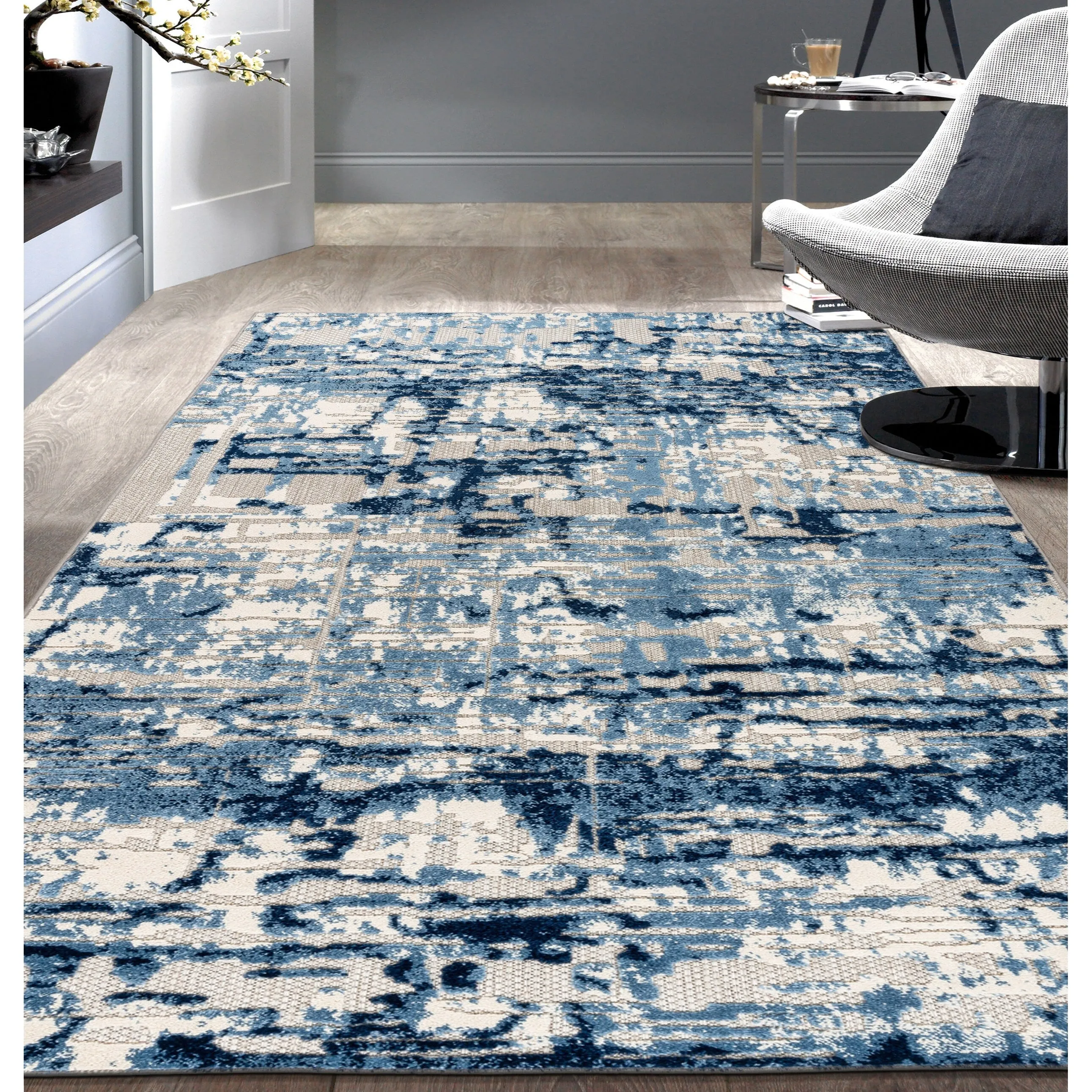 World Rug Gallery Contemporary Distressed Abstract Indoor/Outdoor Area Rug