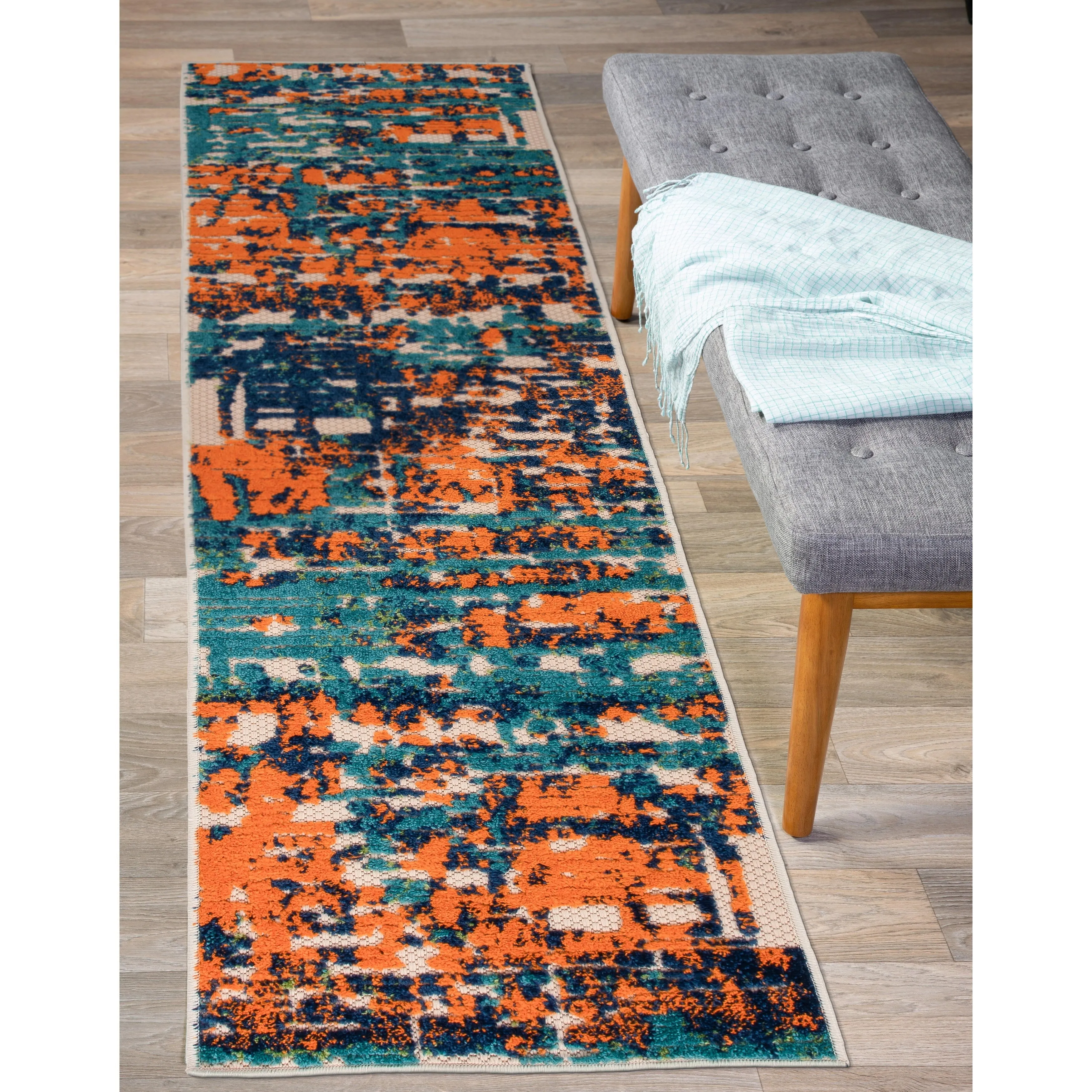 World Rug Gallery Contemporary Distressed Abstract Indoor/Outdoor Area Rug