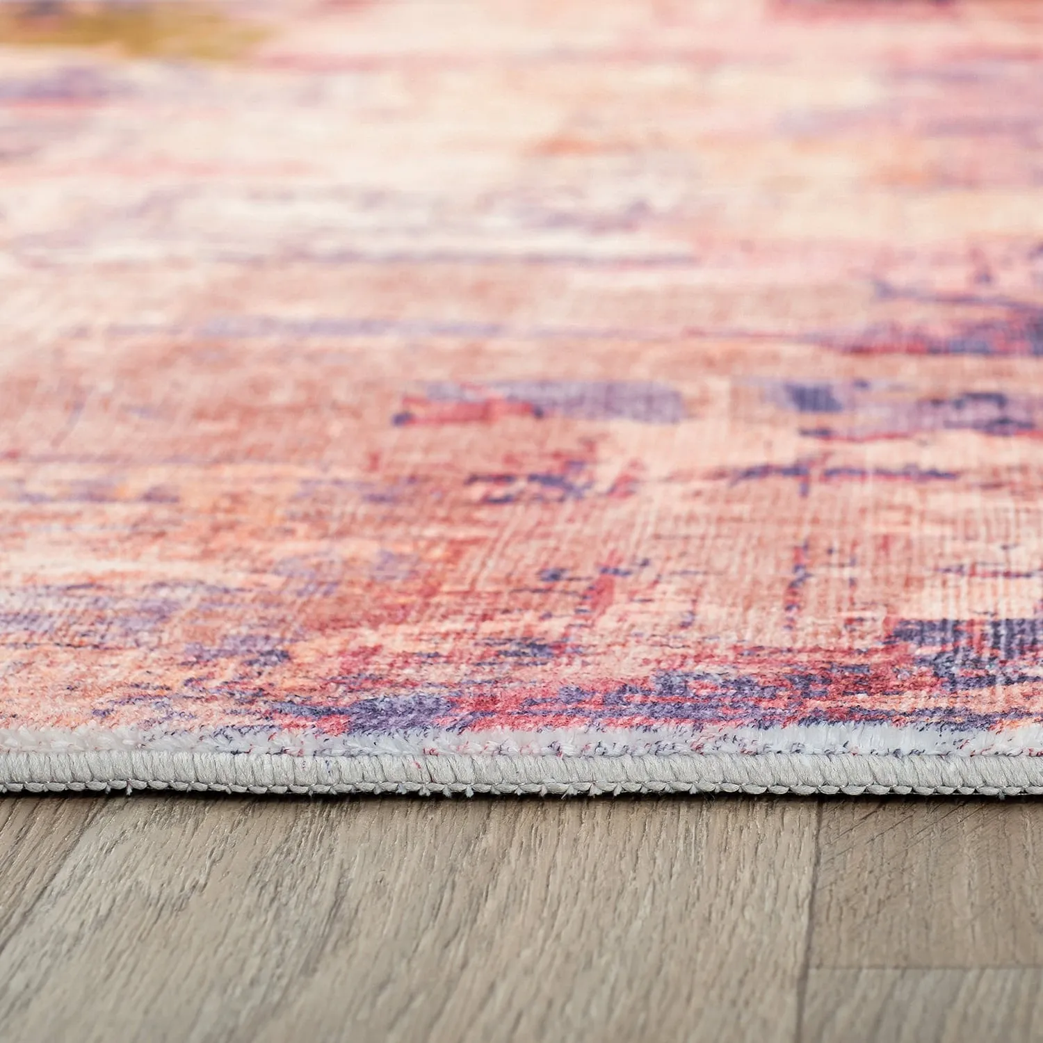 World Rug Gallery Contemporary Distressed Abstract Washable Non Slip Area Rug