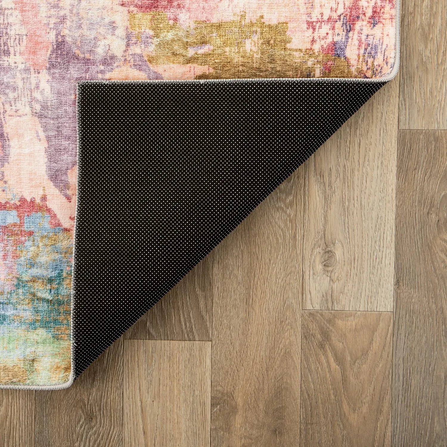 World Rug Gallery Contemporary Distressed Abstract Washable Non Slip Area Rug