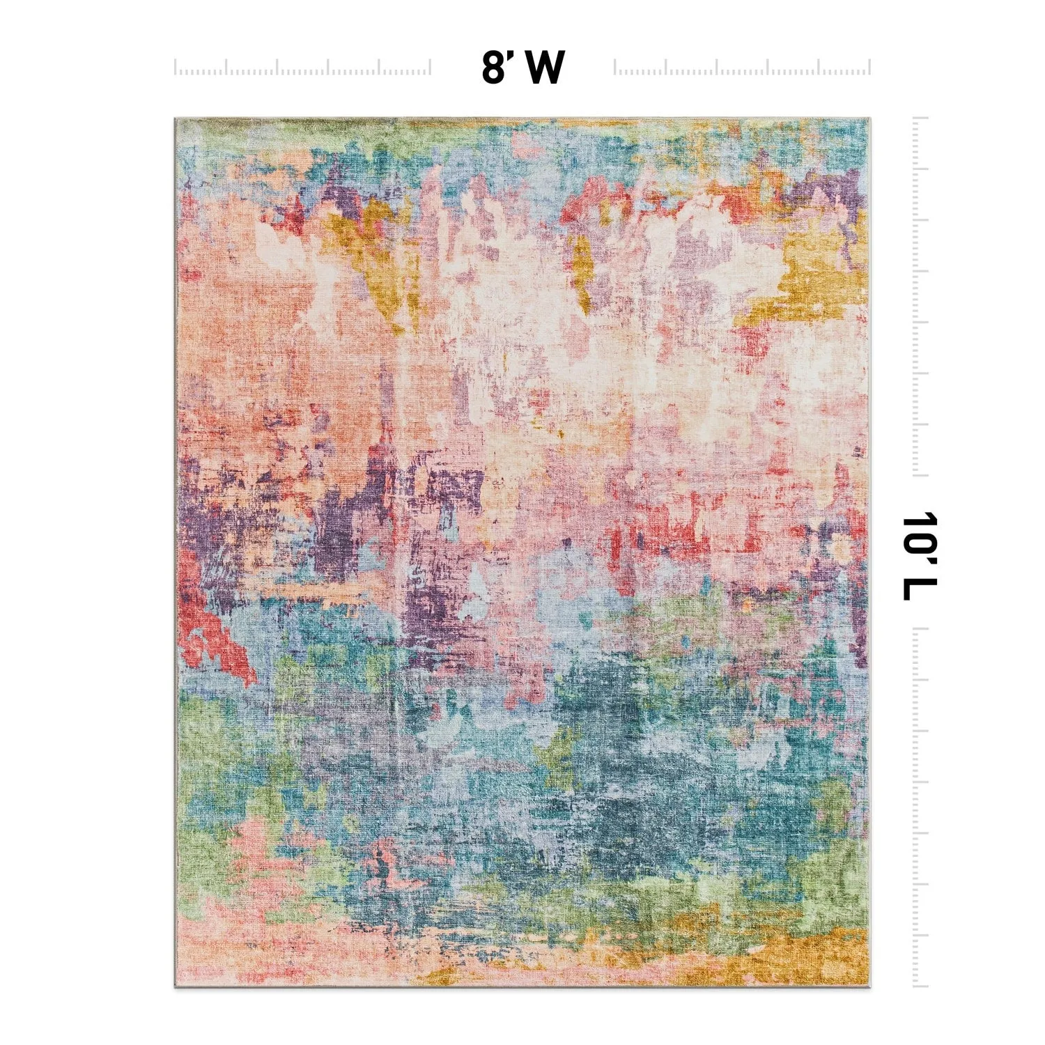 World Rug Gallery Contemporary Distressed Abstract Washable Non Slip Area Rug