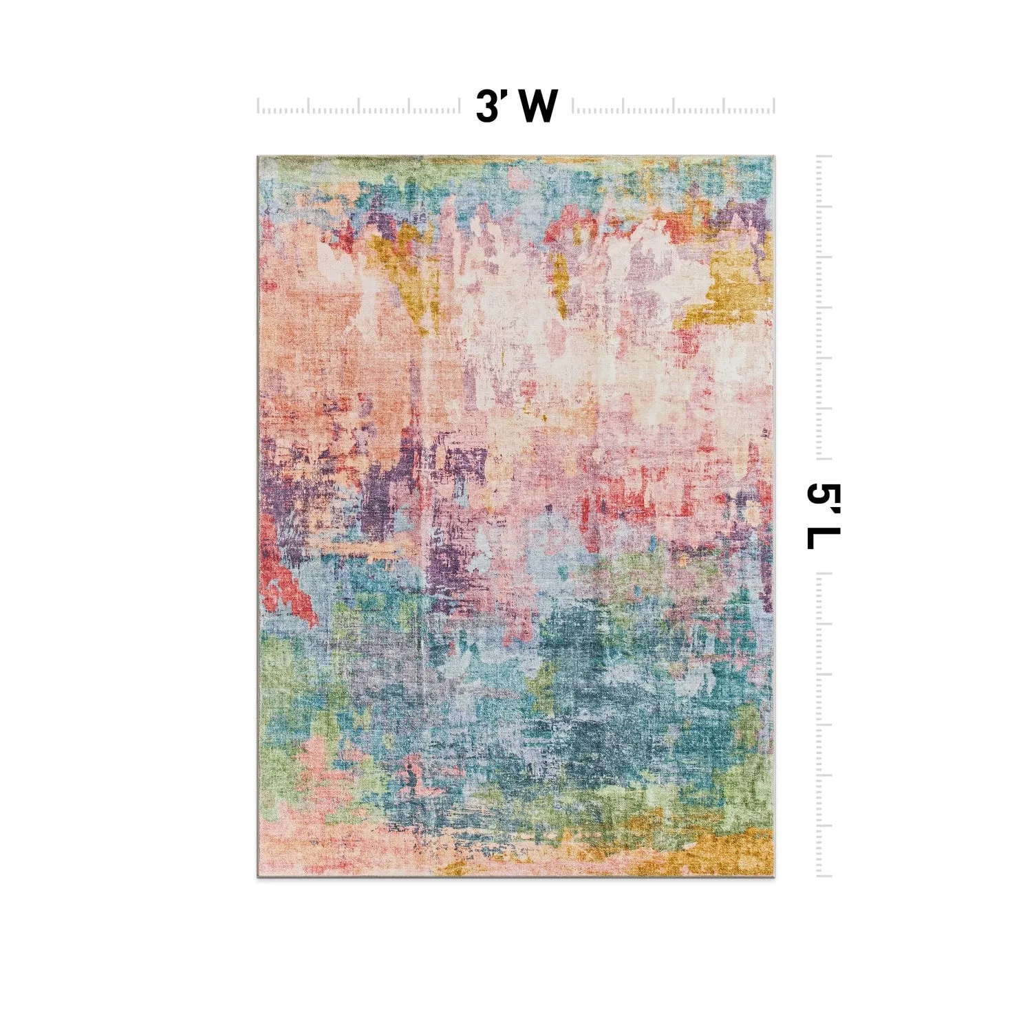 World Rug Gallery Contemporary Distressed Abstract Washable Non Slip Area Rug