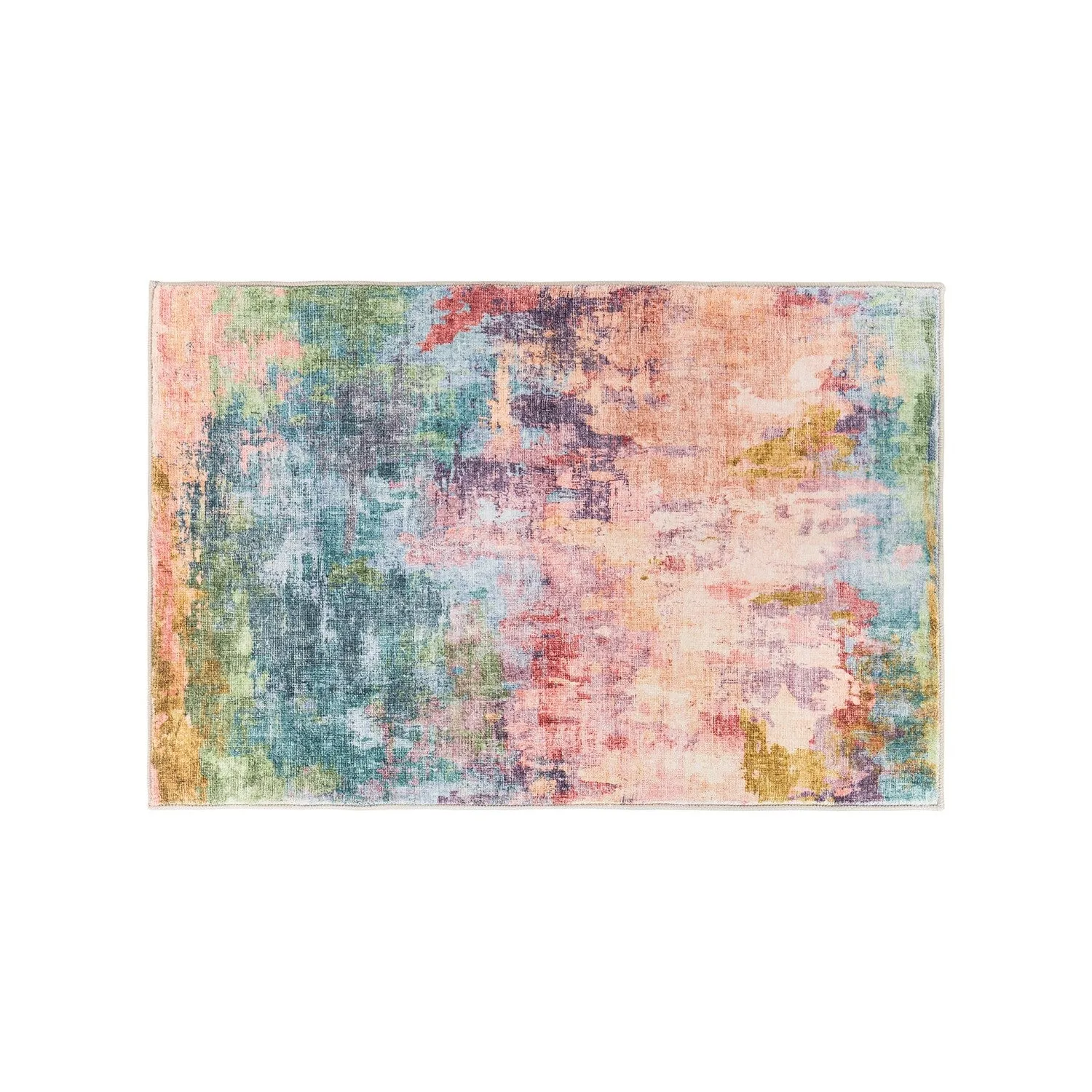 World Rug Gallery Contemporary Distressed Abstract Washable Non Slip Area Rug