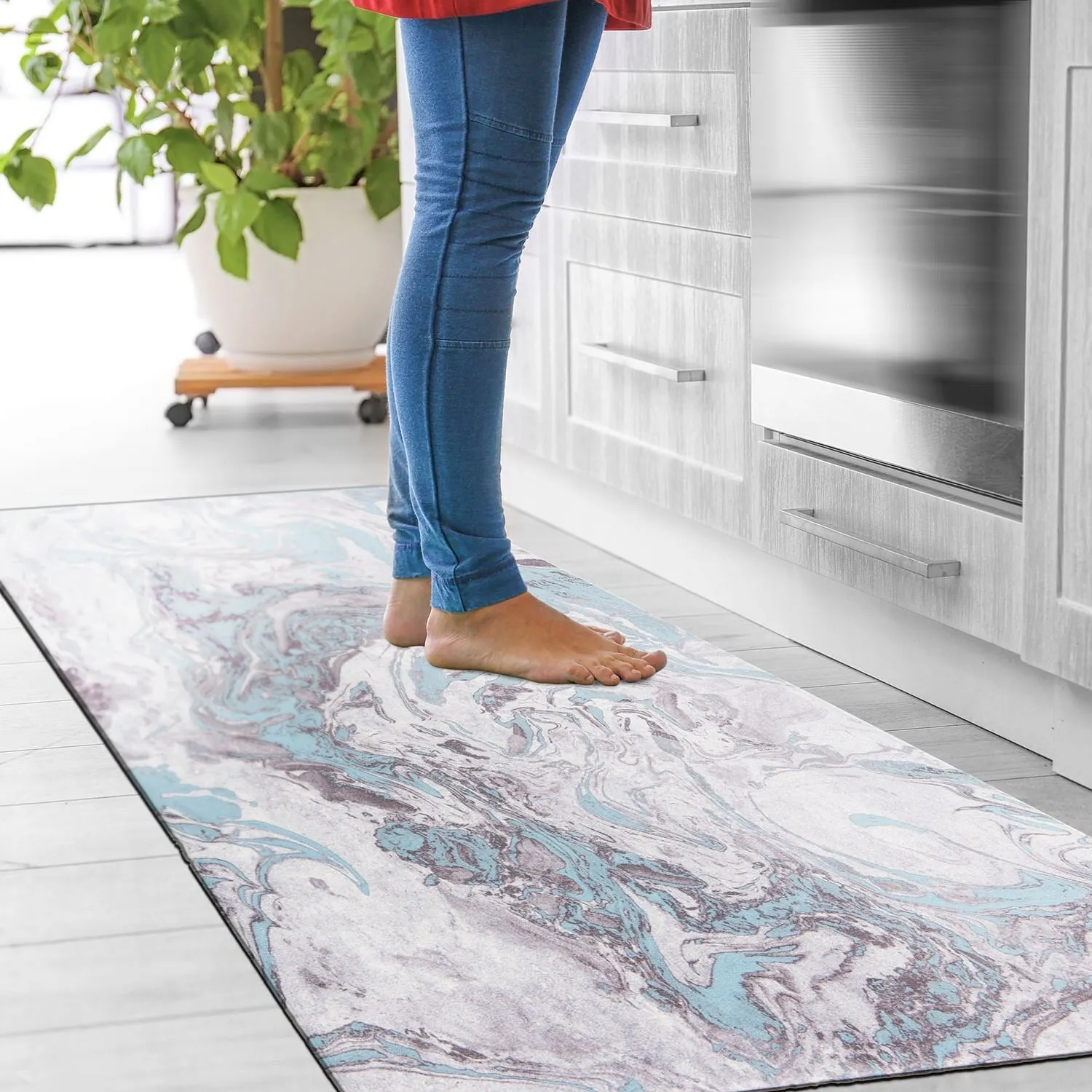 World Rug Gallery Contemporary Marble Anti-Fatigue Standing Mat