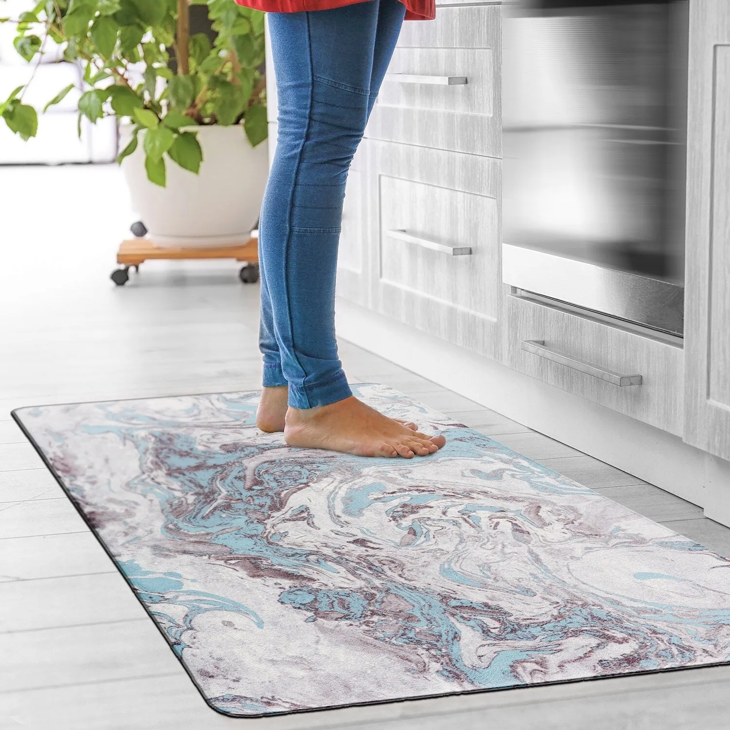 World Rug Gallery Contemporary Marble Anti-Fatigue Standing Mat