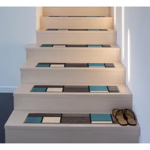 World Rug Gallery Contemporary Modern Boxes Non-Slip Stair Treads