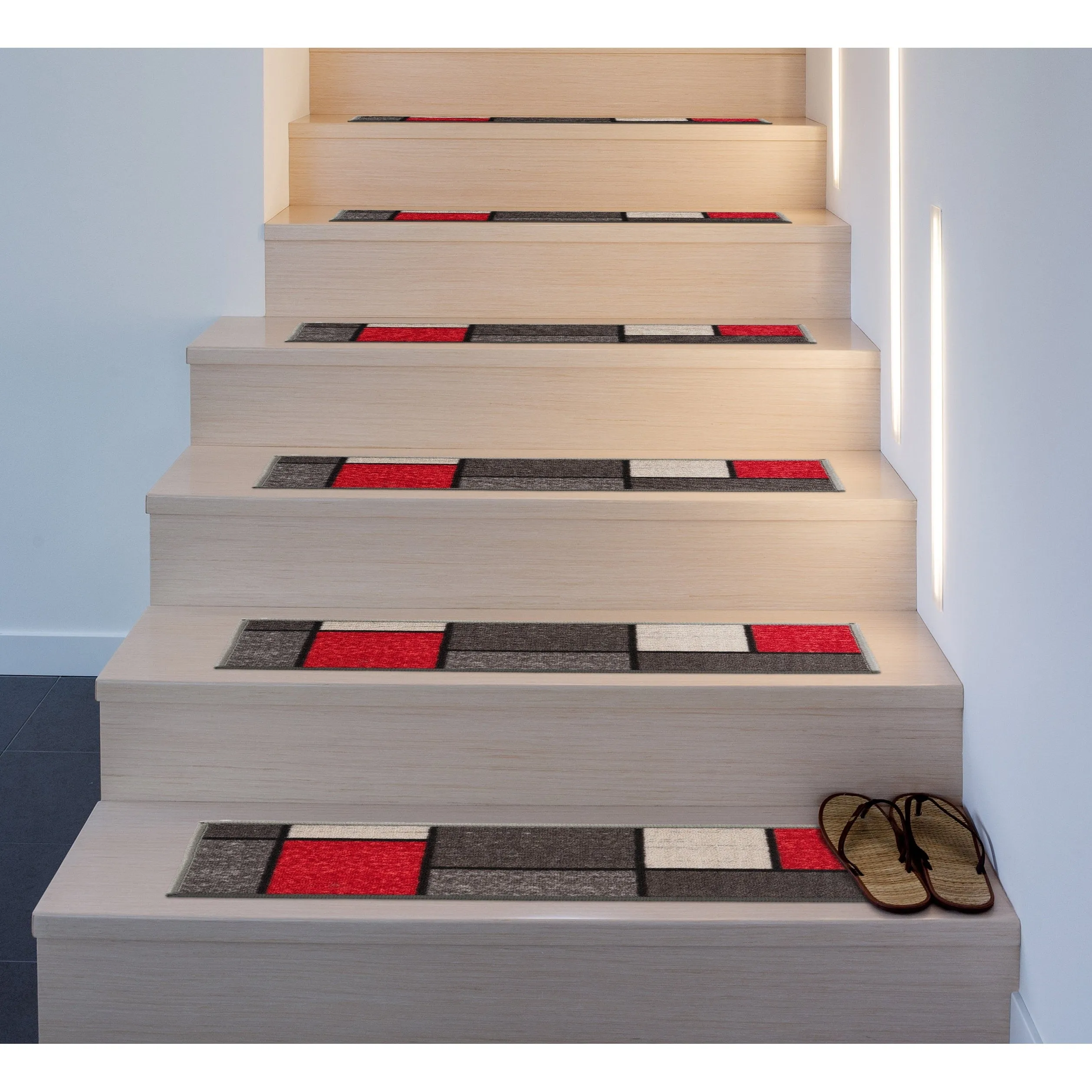 World Rug Gallery Contemporary Modern Boxes Non-Slip Stair Treads