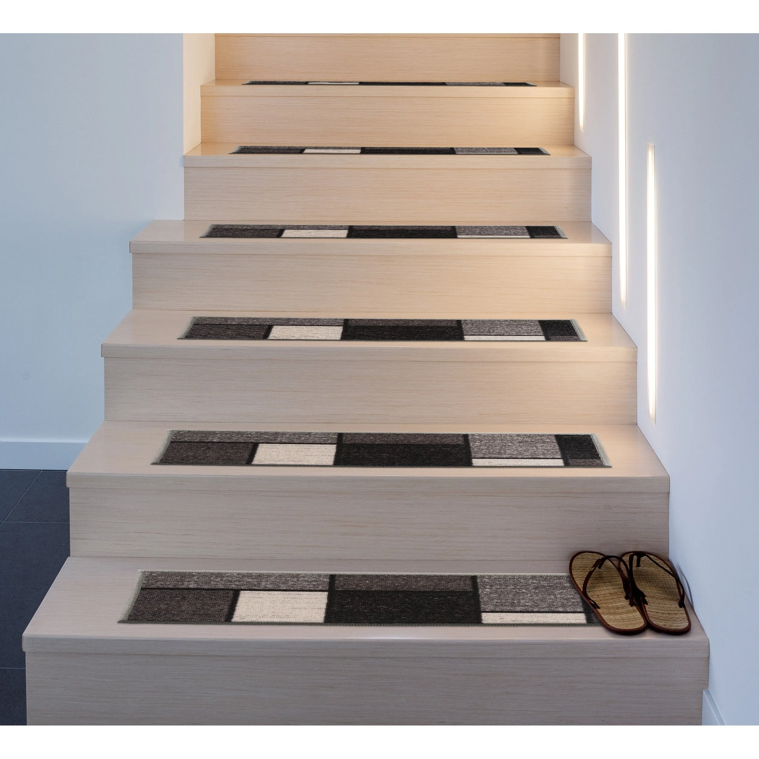 World Rug Gallery Contemporary Modern Boxes Non-Slip Stair Treads