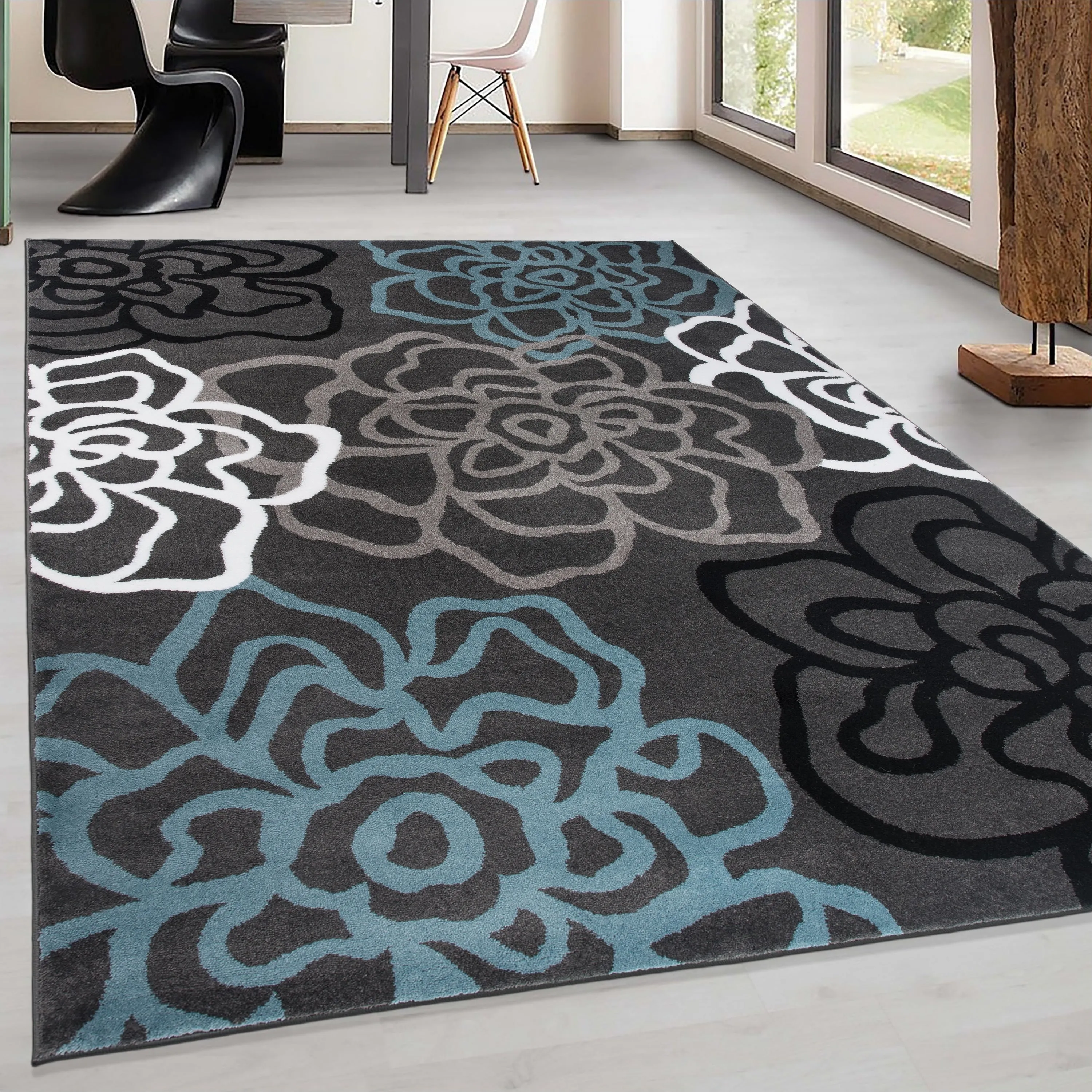 World Rug Gallery Contemporary Modern Floral Flowers Area Rug