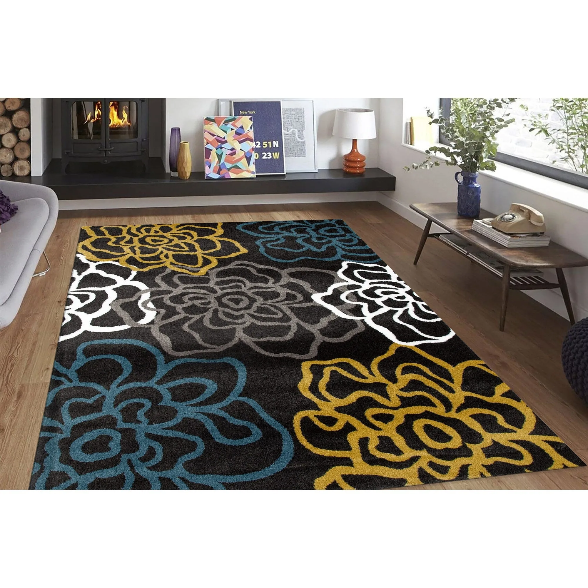 World Rug Gallery Contemporary Modern Floral Flowers Area Rug