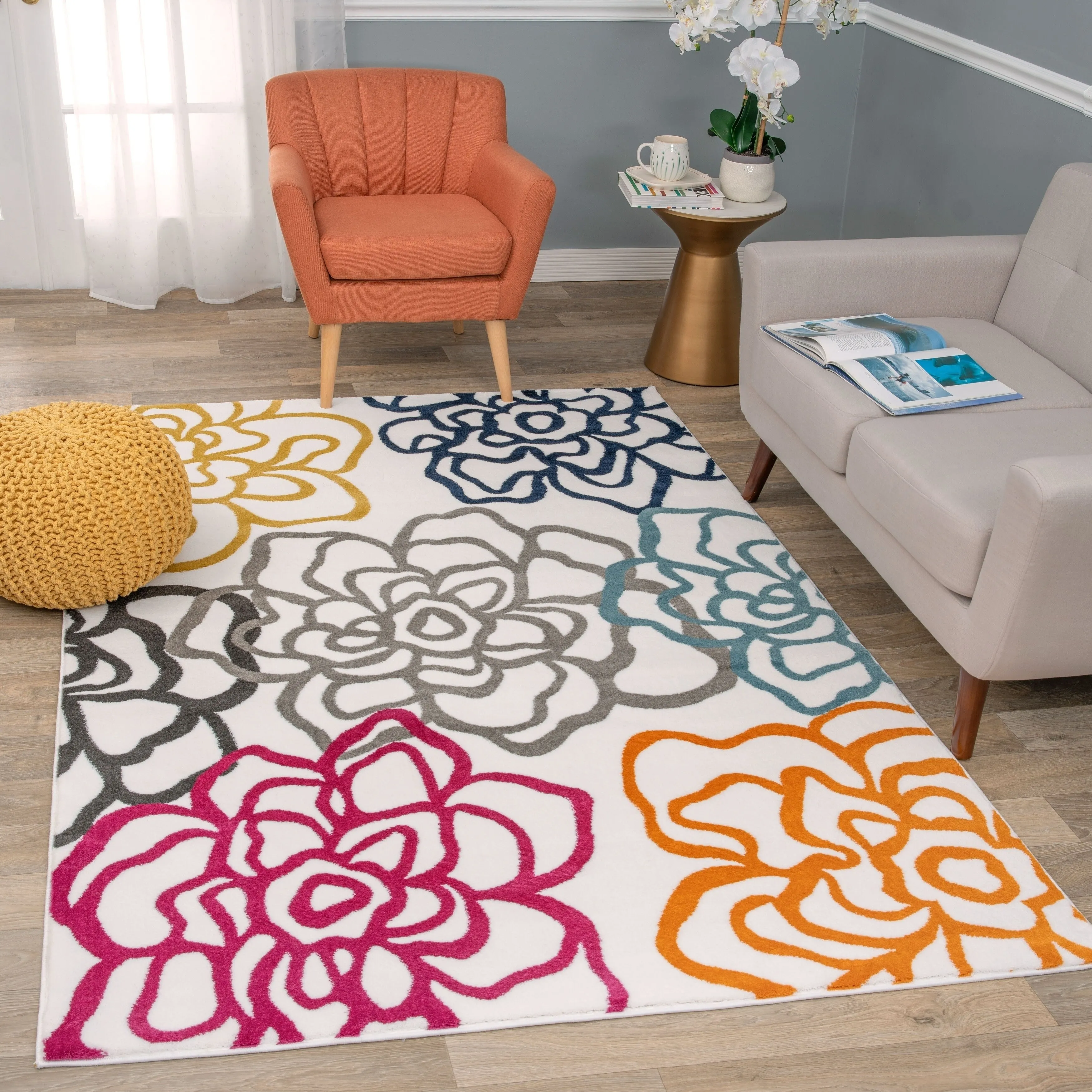 World Rug Gallery Contemporary Modern Floral Flowers Area Rug