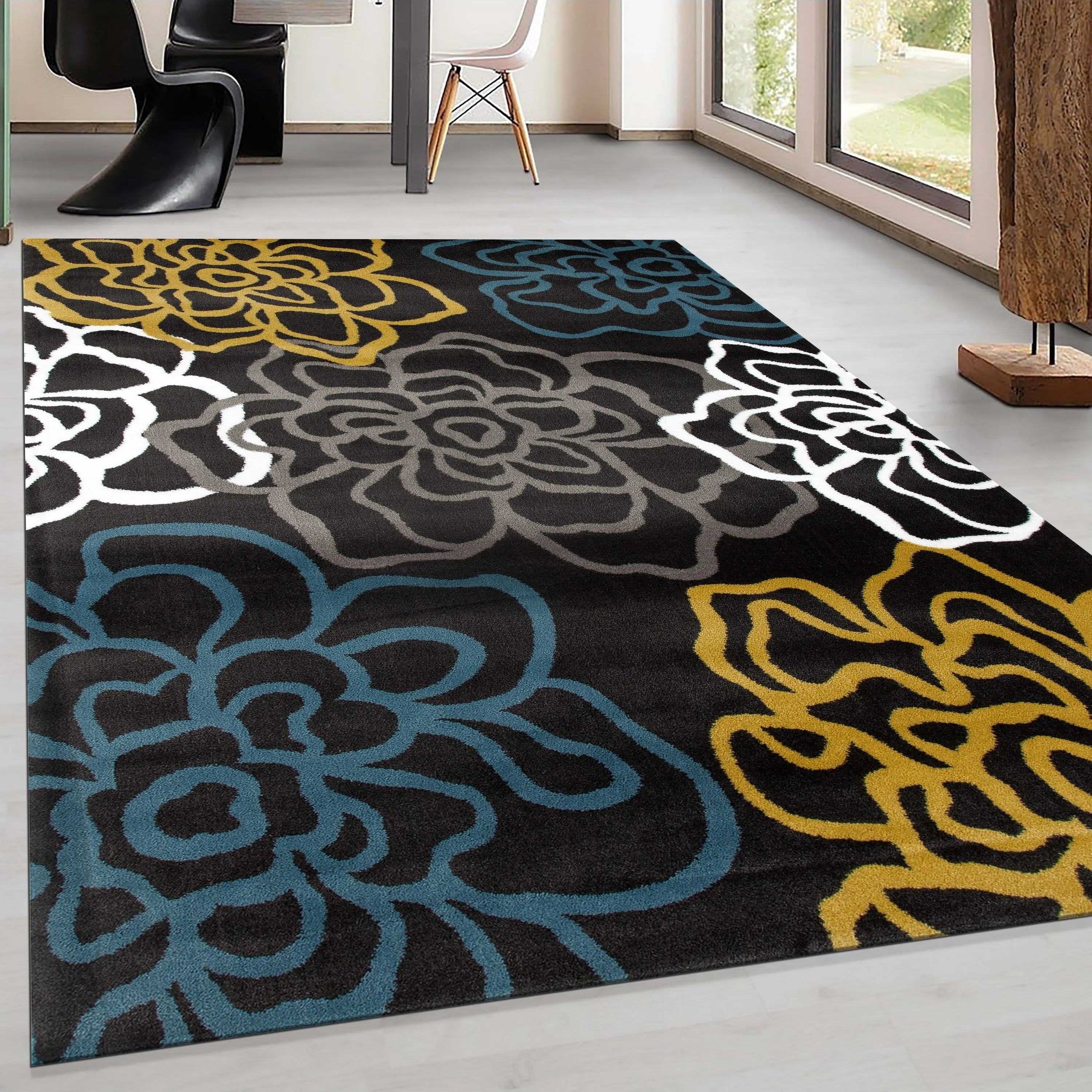 World Rug Gallery Contemporary Modern Floral Flowers Area Rug