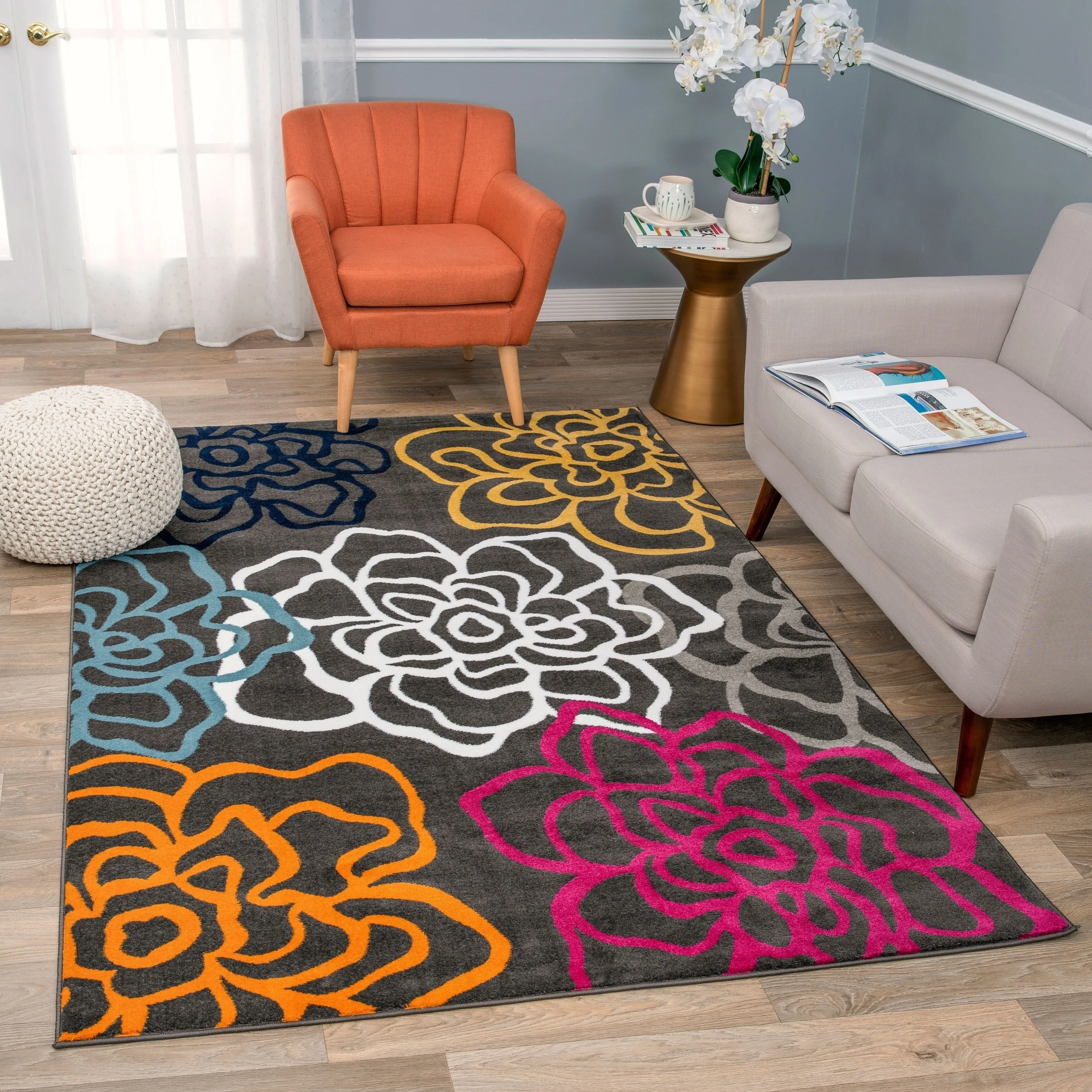 World Rug Gallery Contemporary Modern Floral Flowers Area Rug