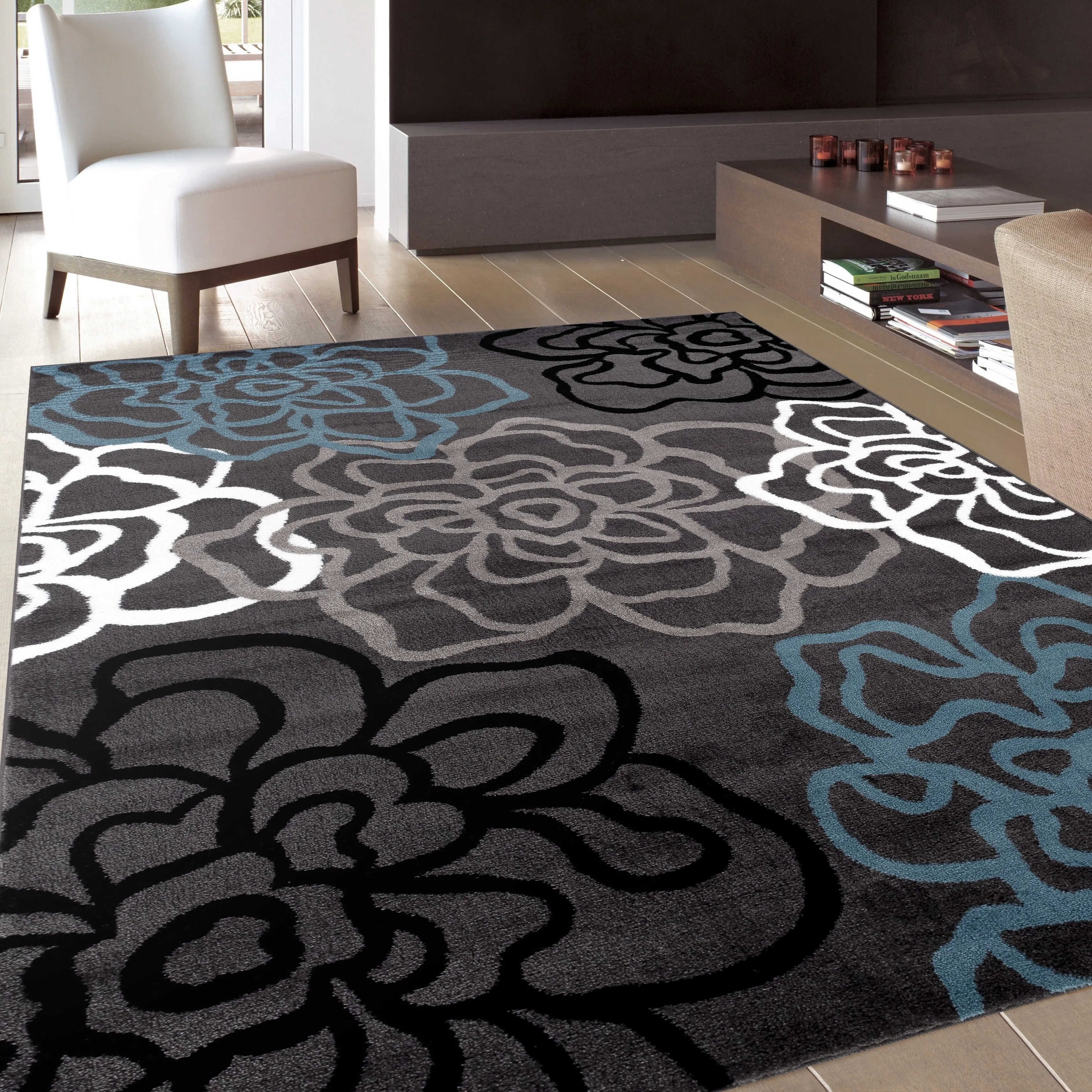 World Rug Gallery Contemporary Modern Floral Flowers Area Rug