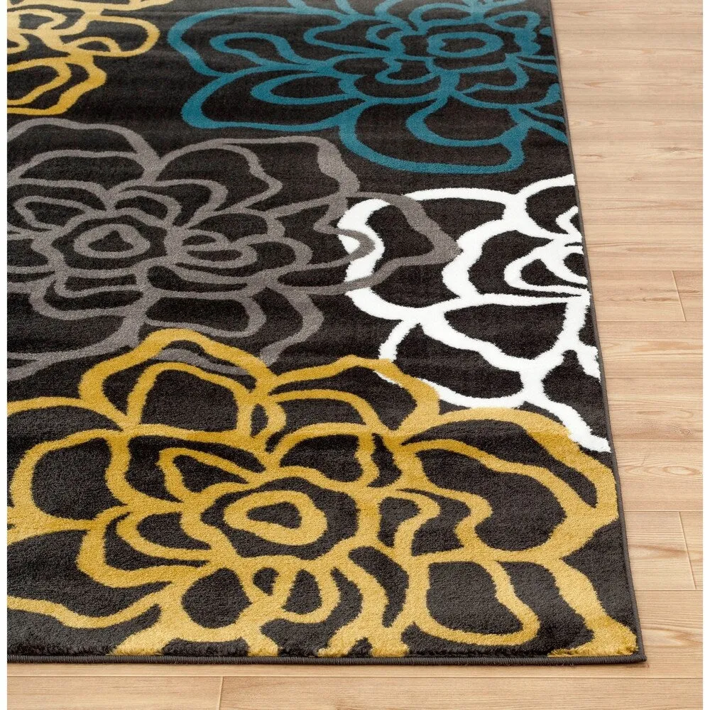 World Rug Gallery Contemporary Modern Floral Flowers Area Rug
