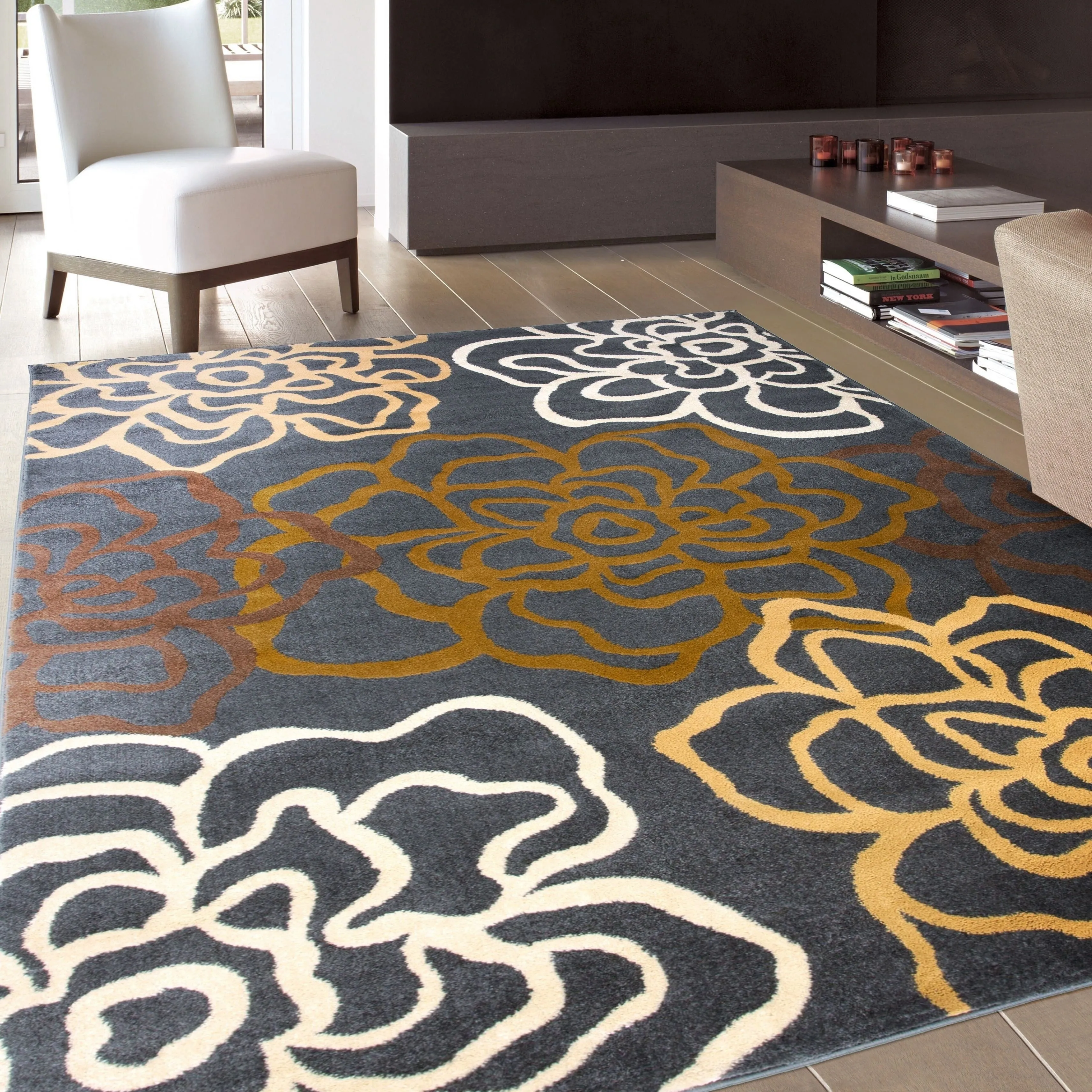 World Rug Gallery Contemporary Modern Floral Flowers Area Rug