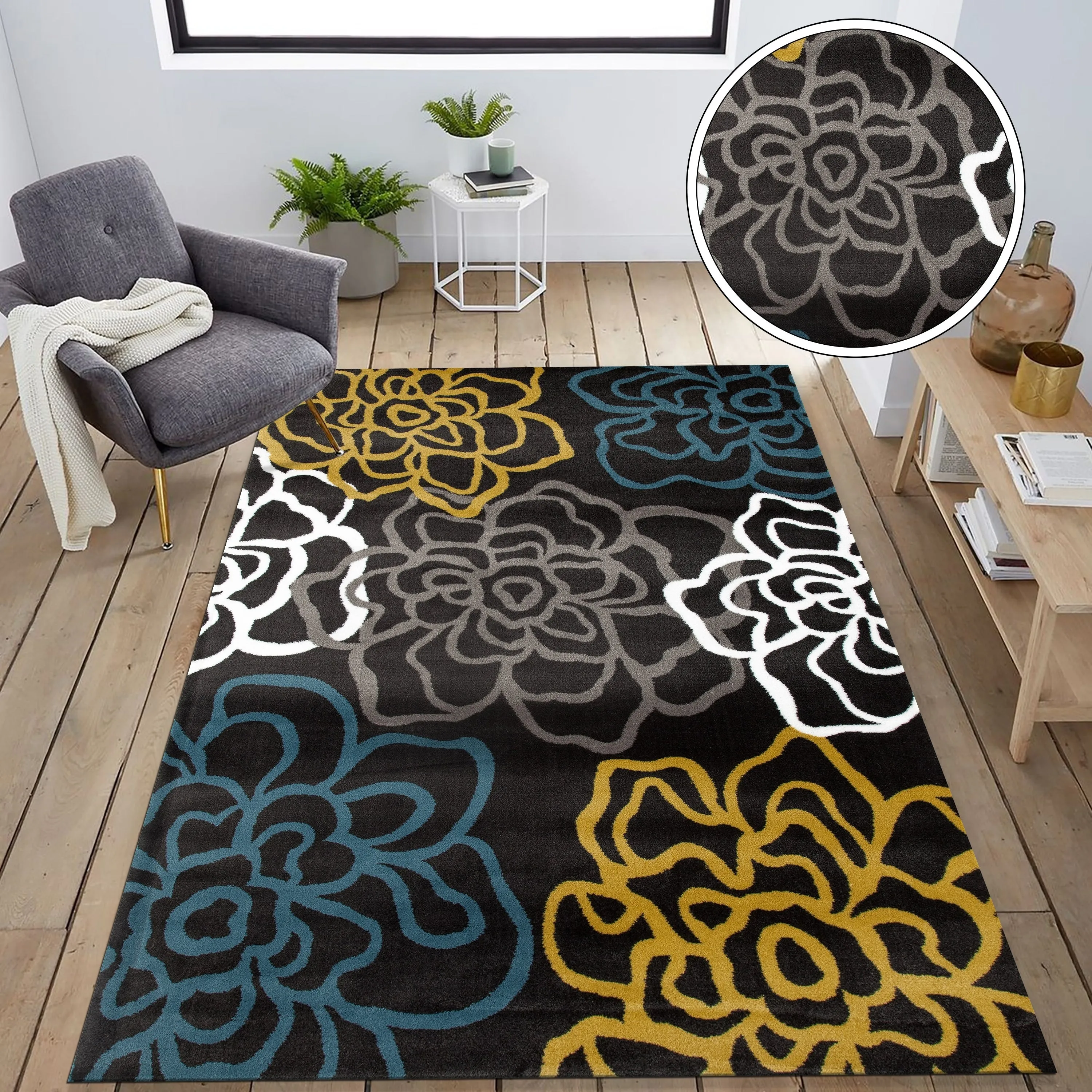 World Rug Gallery Contemporary Modern Floral Flowers Area Rug