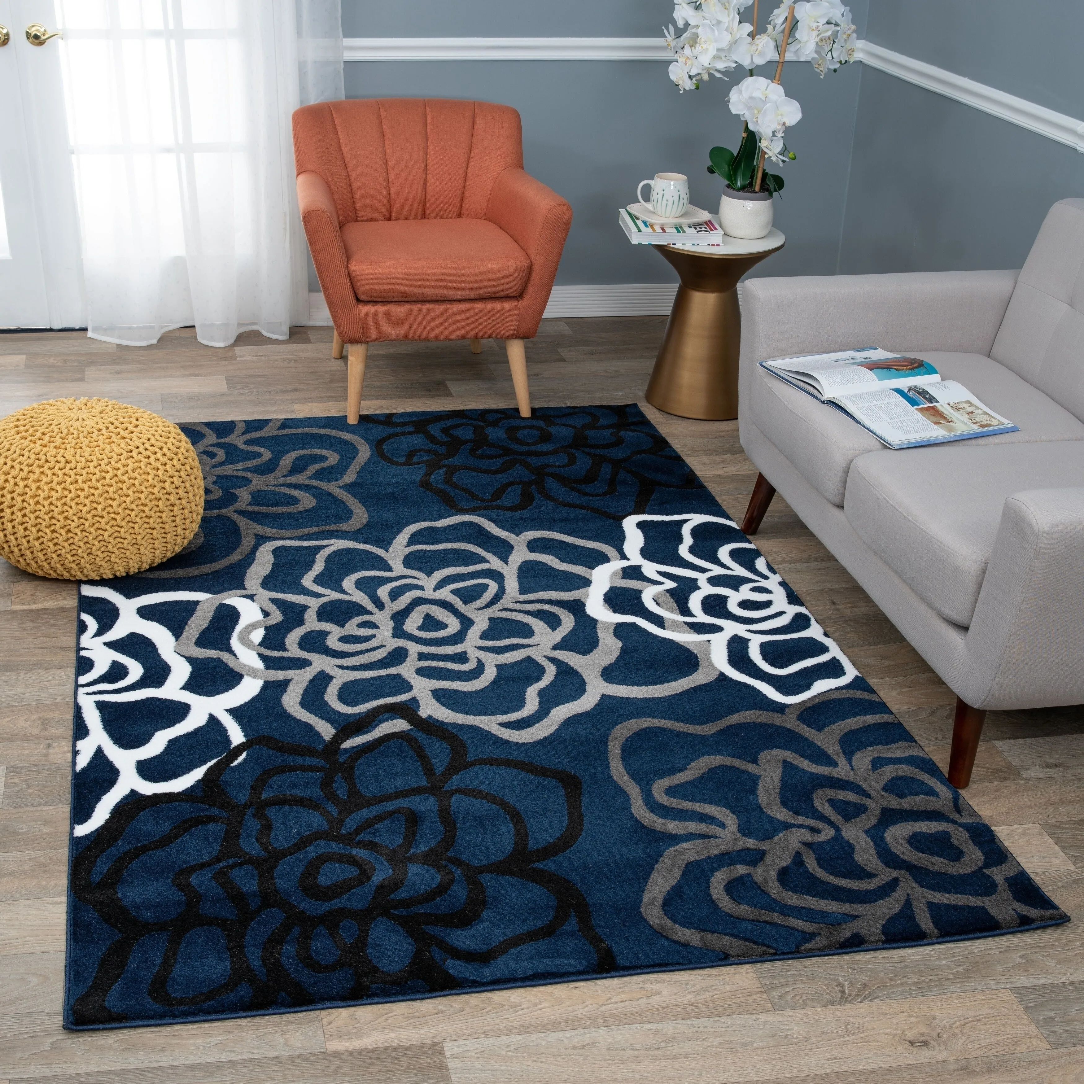World Rug Gallery Contemporary Modern Floral Flowers Area Rug