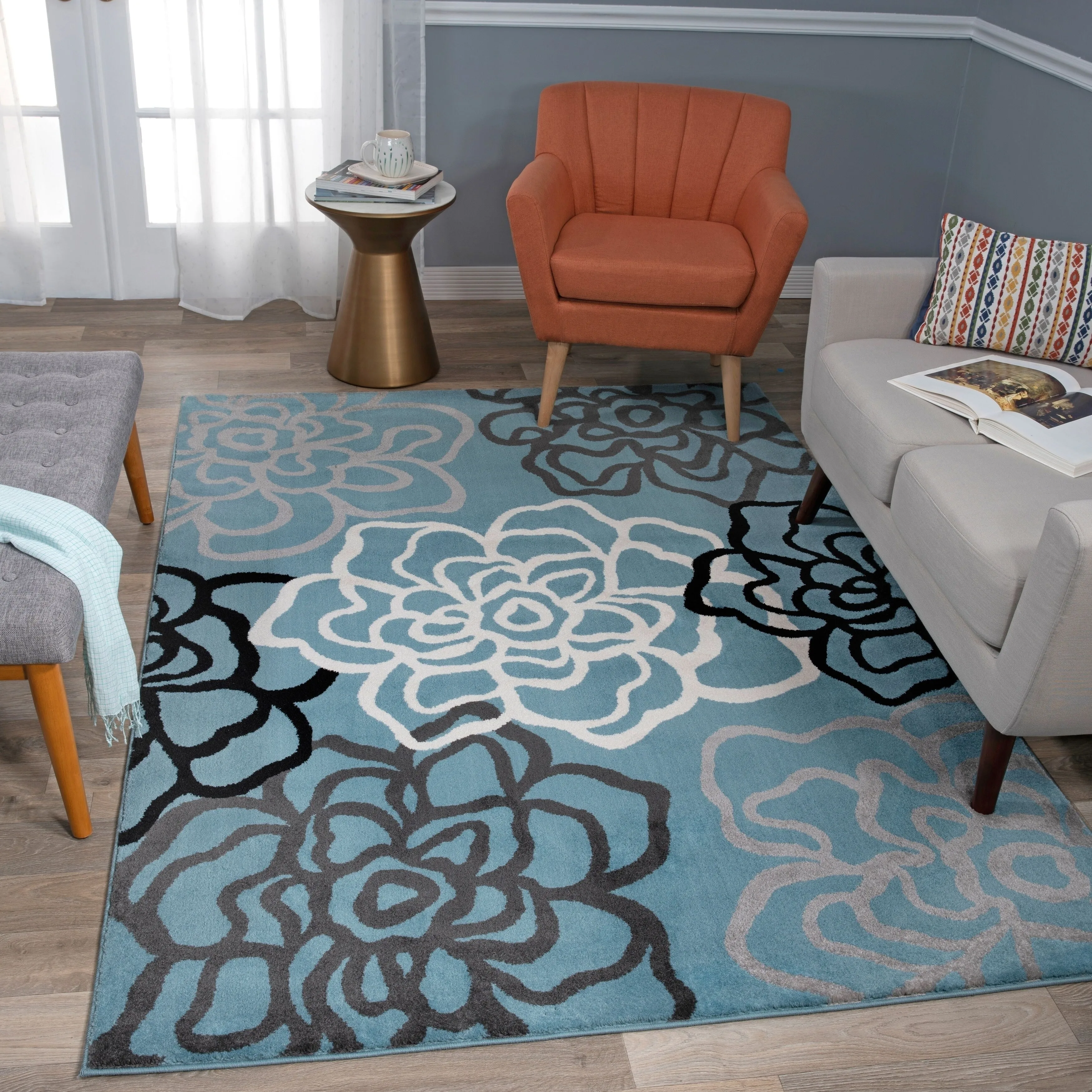 World Rug Gallery Contemporary Modern Floral Flowers Area Rug