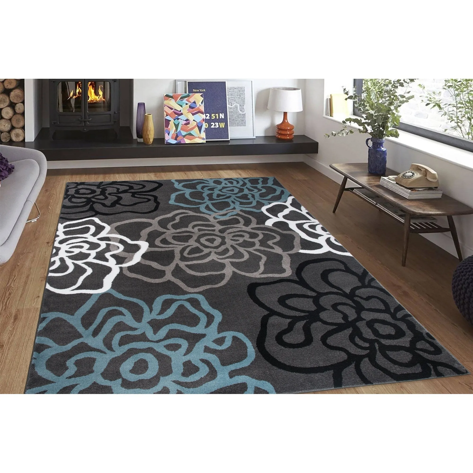 World Rug Gallery Contemporary Modern Floral Flowers Area Rug