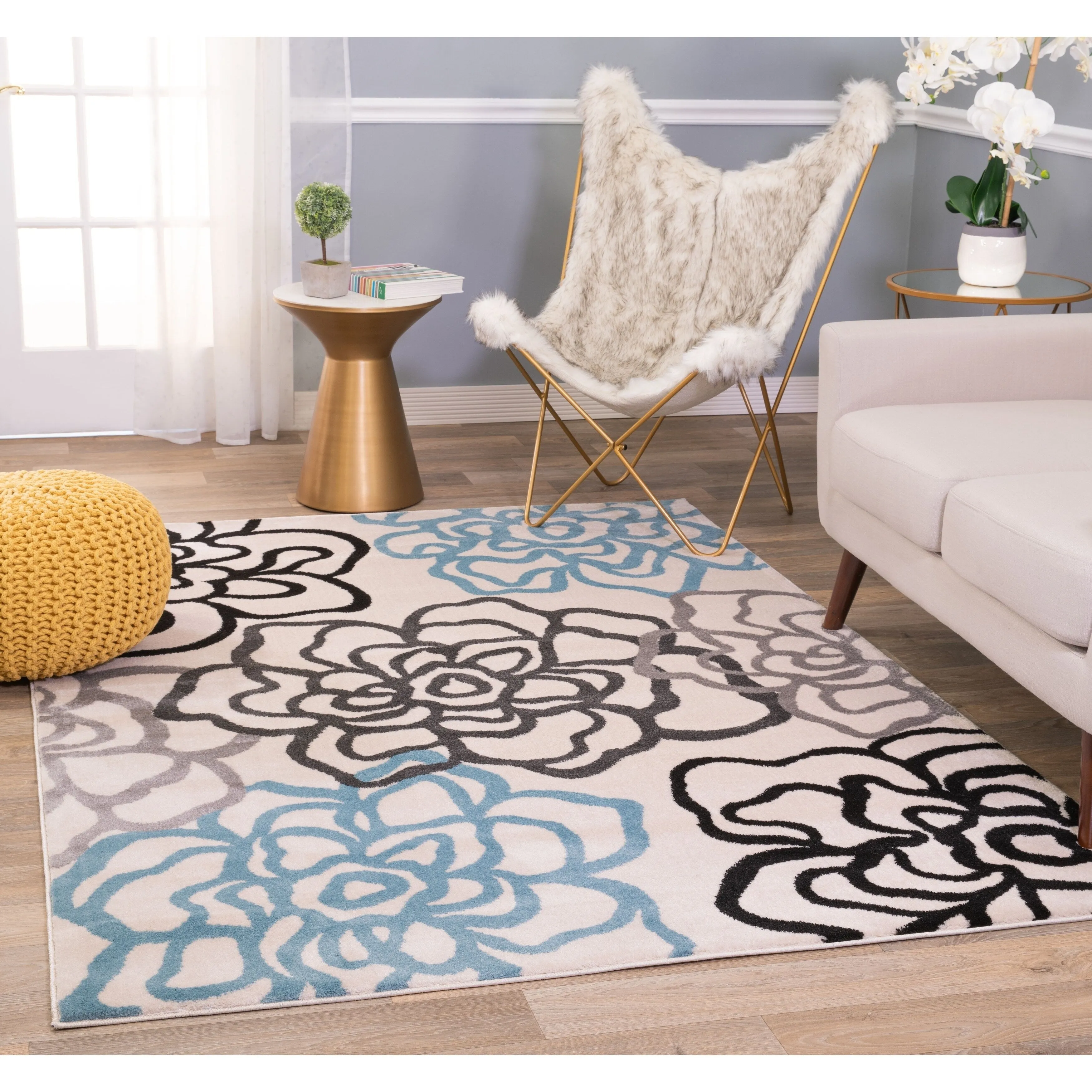 World Rug Gallery Contemporary Modern Floral Flowers Area Rug