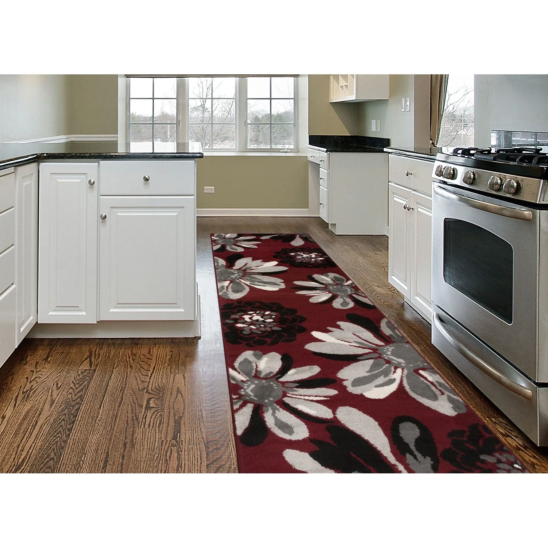 World Rug Gallery Contemporary Modern Flowers Area Rug