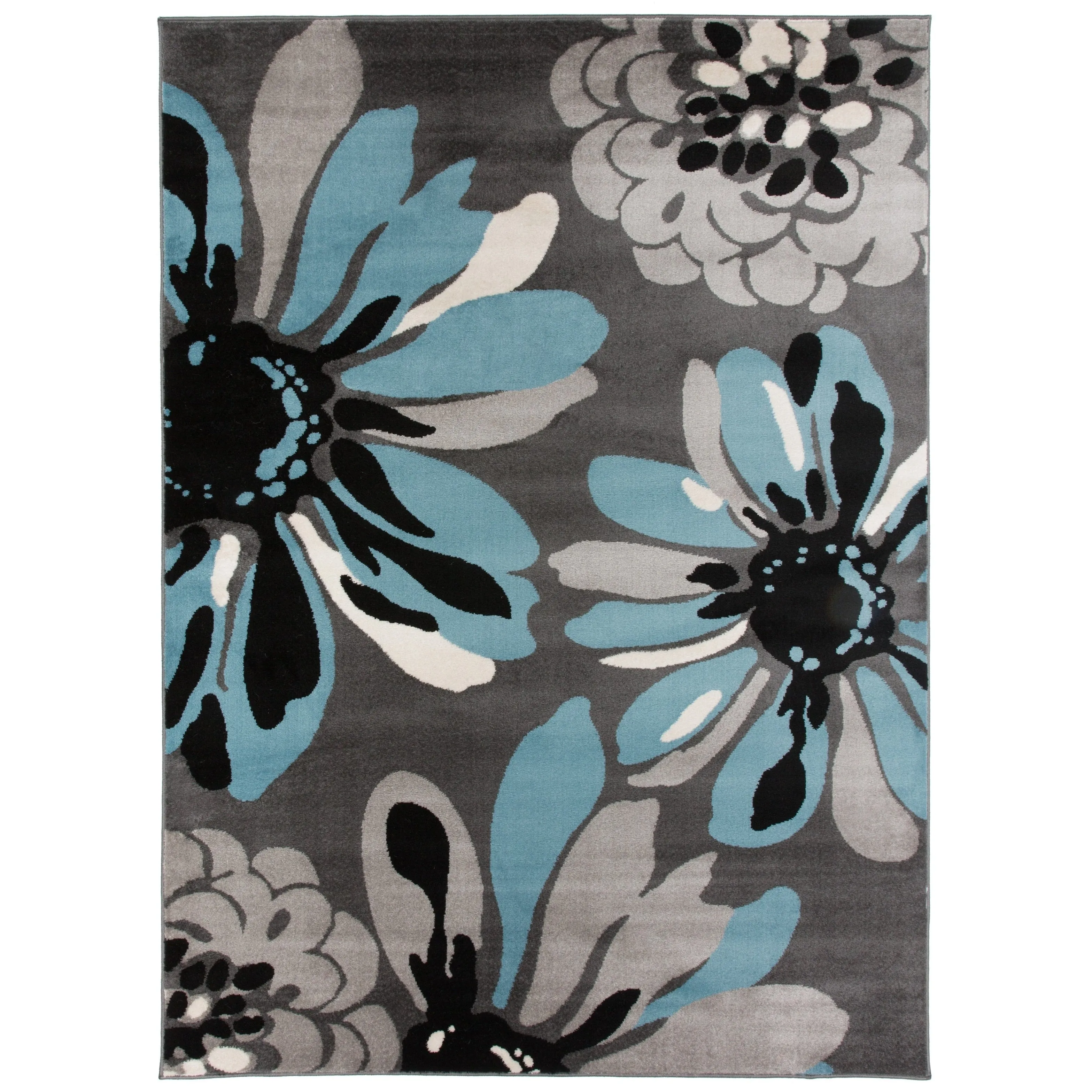 World Rug Gallery Contemporary Modern Flowers Area Rug